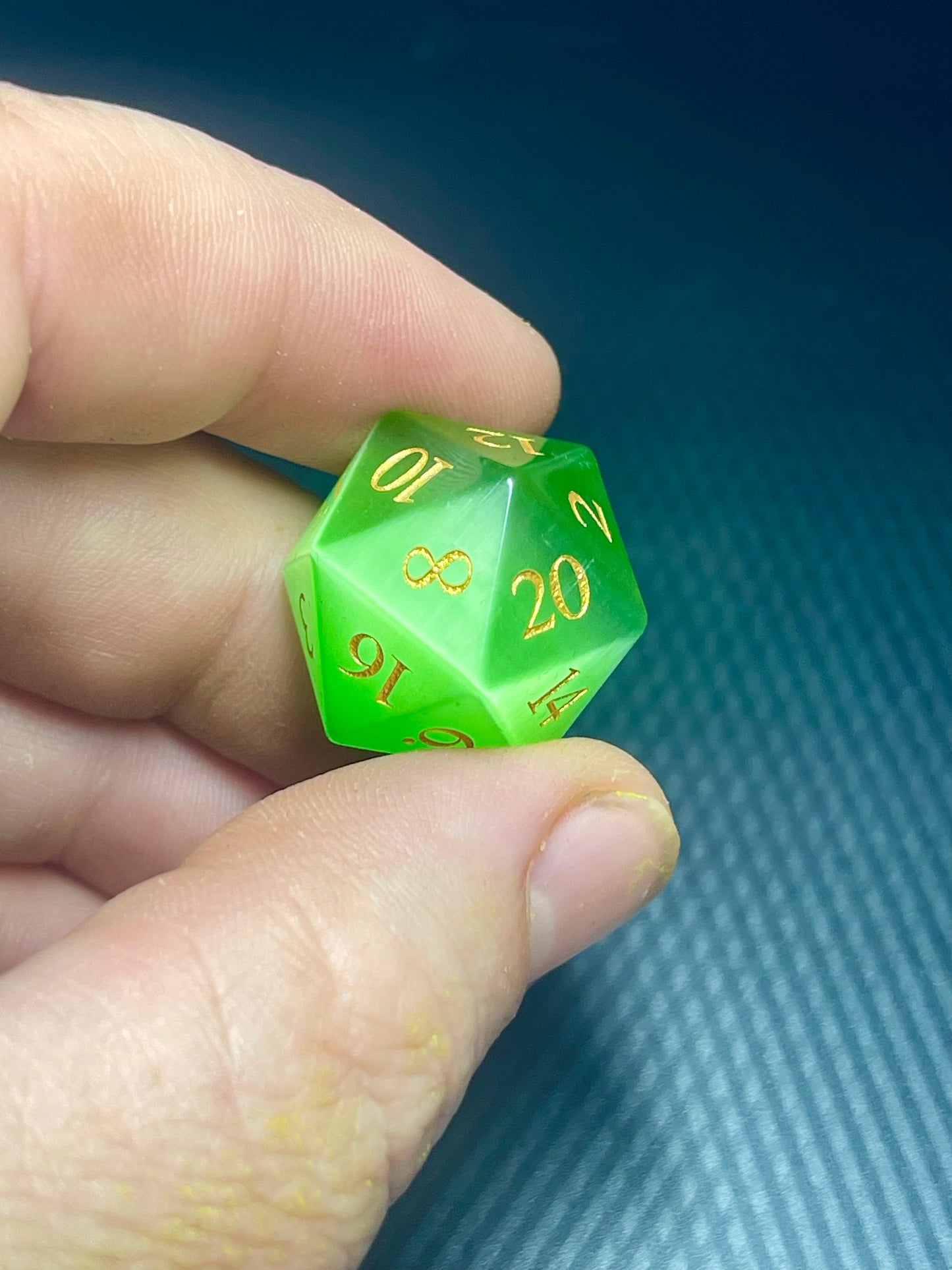 Green Cat Eye Gemstone Dice Set | D&D Dice | Dnd | 7pc | Dice Set | Stone |