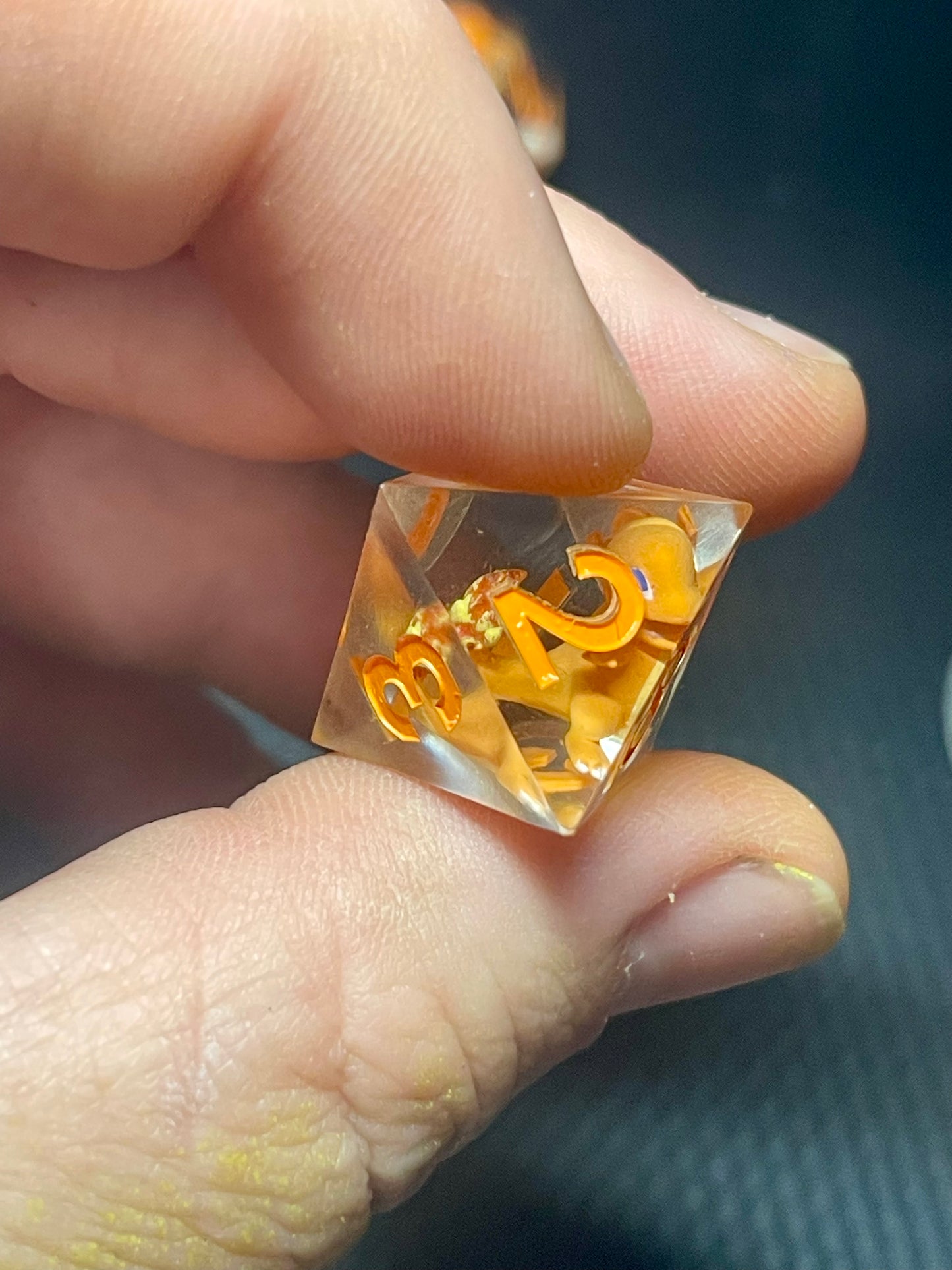 Charmander Handmade Dice Set | D&D Dice | Dnd | 7pc | Dice Set | Resin | Pokemon |