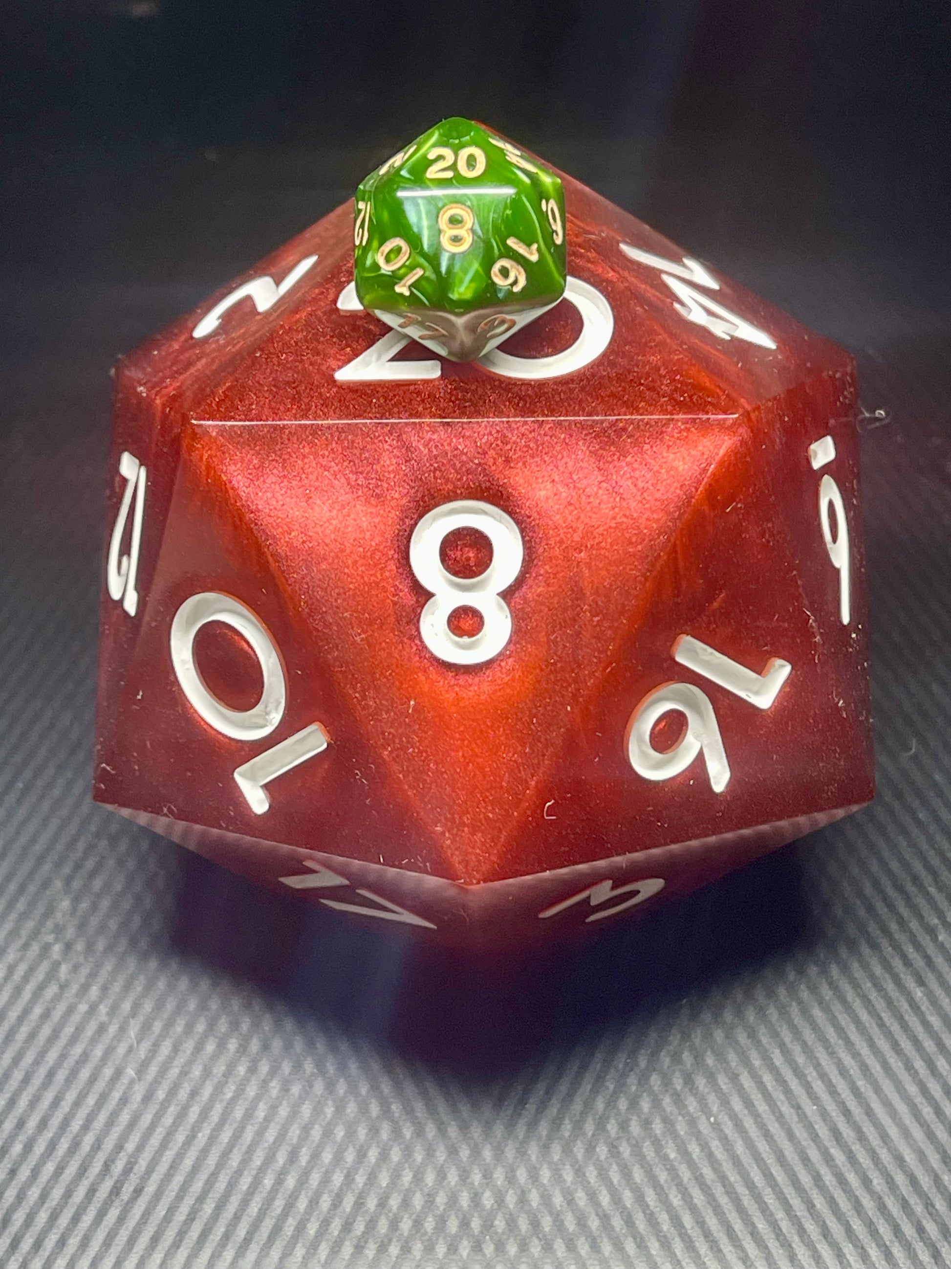 Crimson Cataclysm 100mm D20, oversized d20, Handmade D20 Dice Giant Oversized Jumbo DnD, Dungeons and Dragons, RPG dice