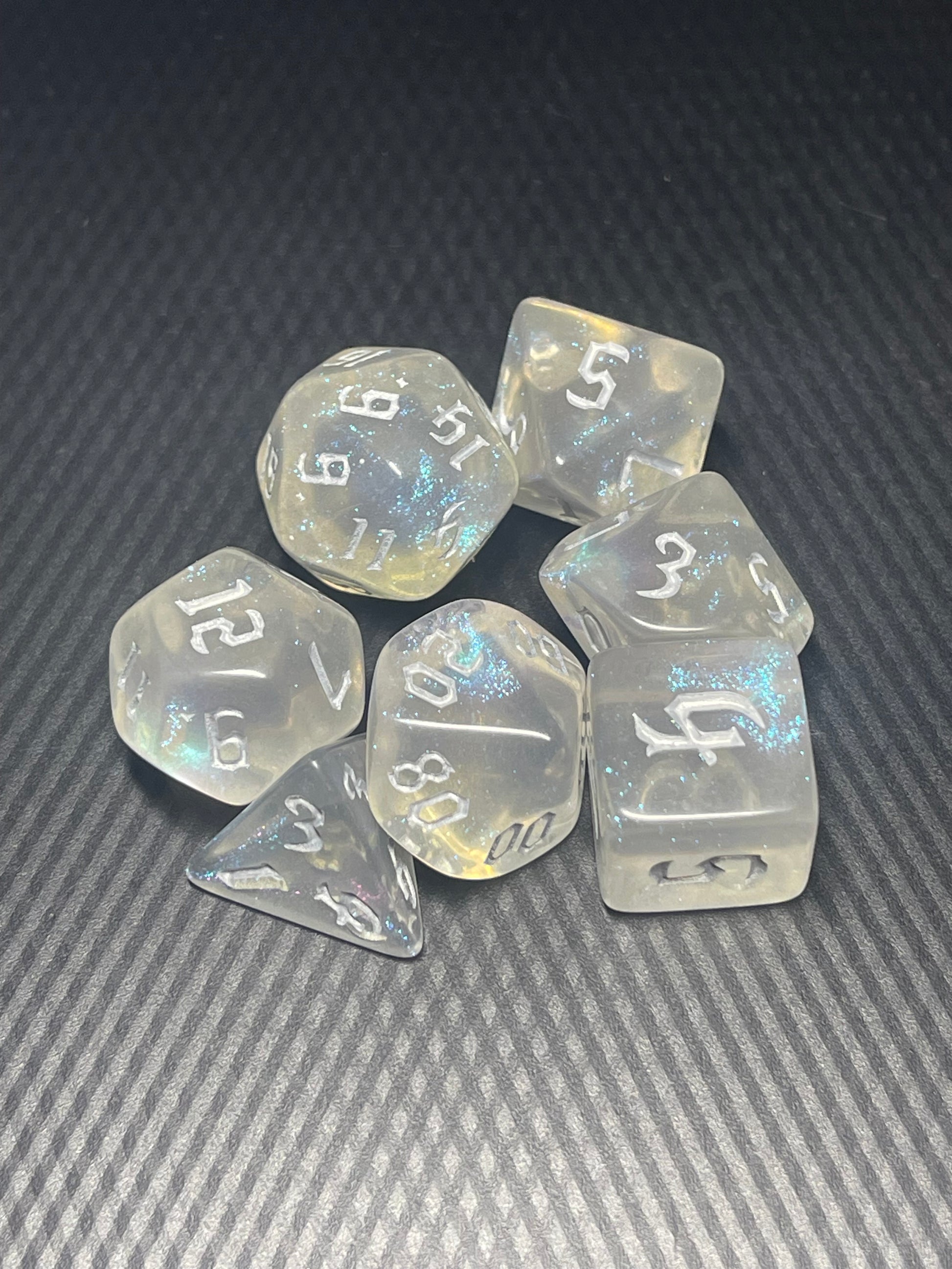Aetherveil Dice Set | D&D Dice | Dnd | 7pc | Dice Set | Acrylic Dice | Glitter|