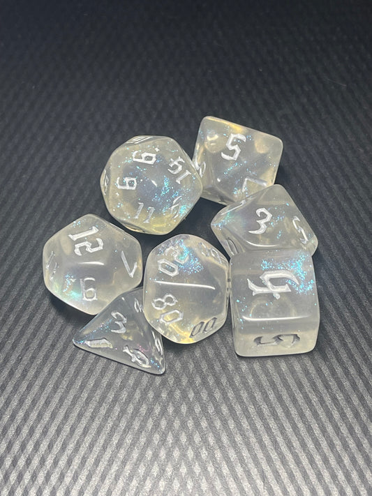 Aetherveil Dice Set | D&D Dice | Dnd | 7pc | Dice Set | Acrylic Dice | Glitter|