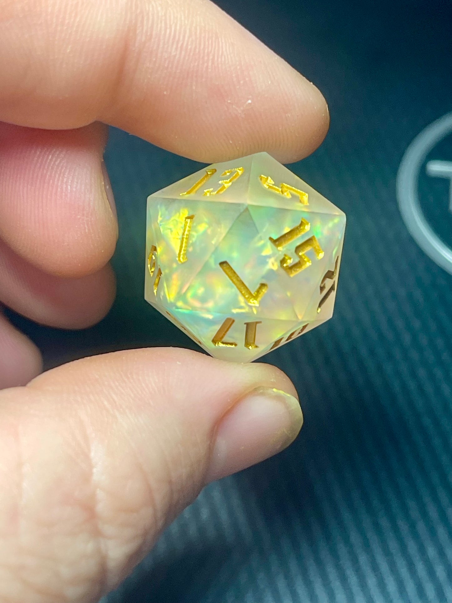 Lunar Radiance Handmade Dice Set | D&D Dice | Dnd | 7pc | Dice Set | Resin | Frosted |