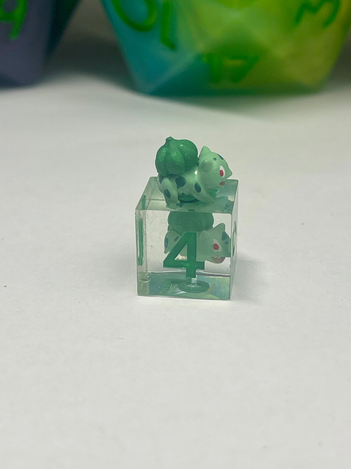 Bulbasaur Dice Set – Handmade Sharp Edge Resin Dice | Pokémon D&D Dice | 7pc TTRPG Dice Set