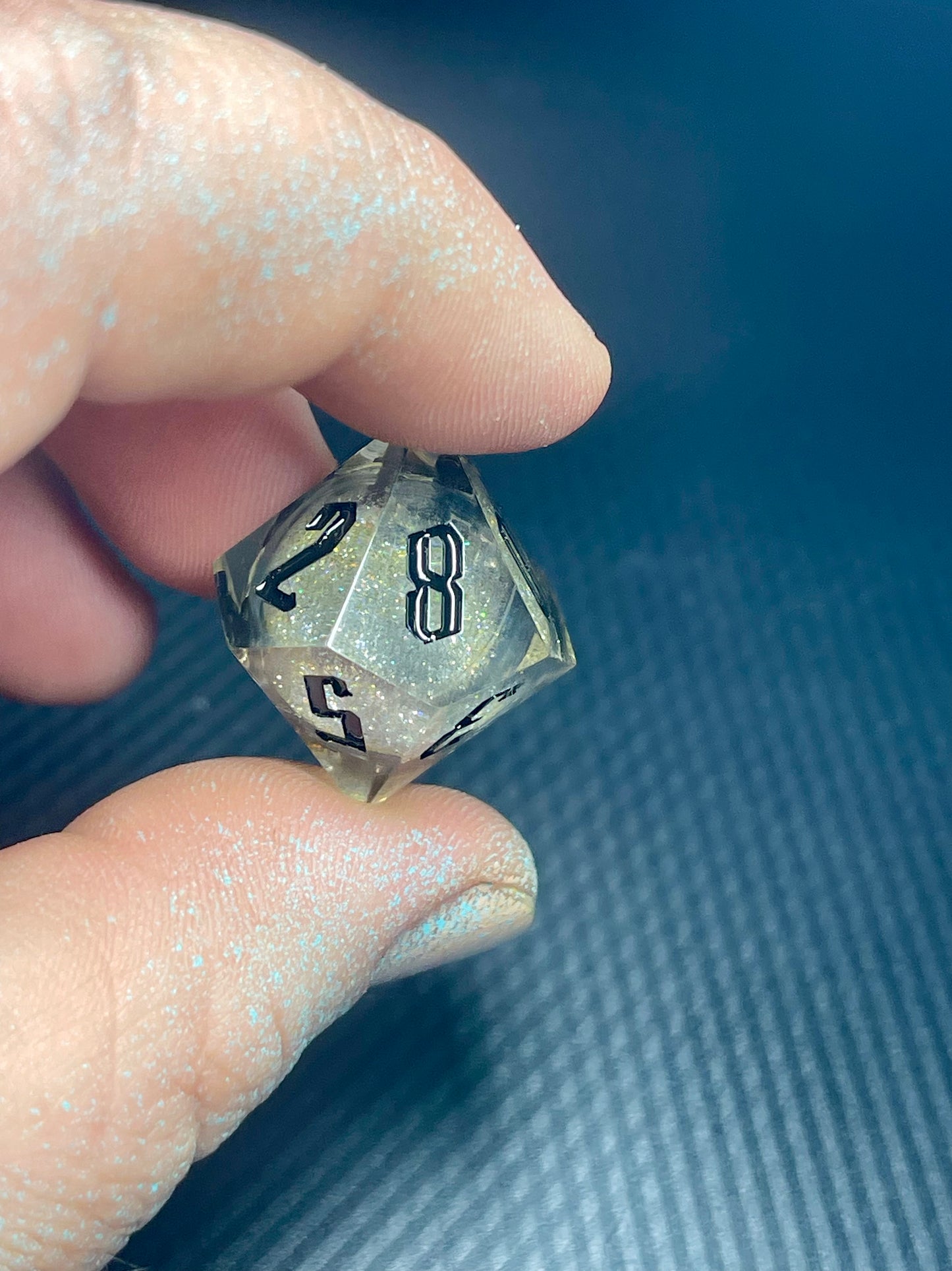 Obsidian Hourglass Handmade Liquid core Sharp Edge Resin Dice Set Handmade | D&D Dice | Dnd | 7pc | Dice Set | Resin Dice | Glitter |