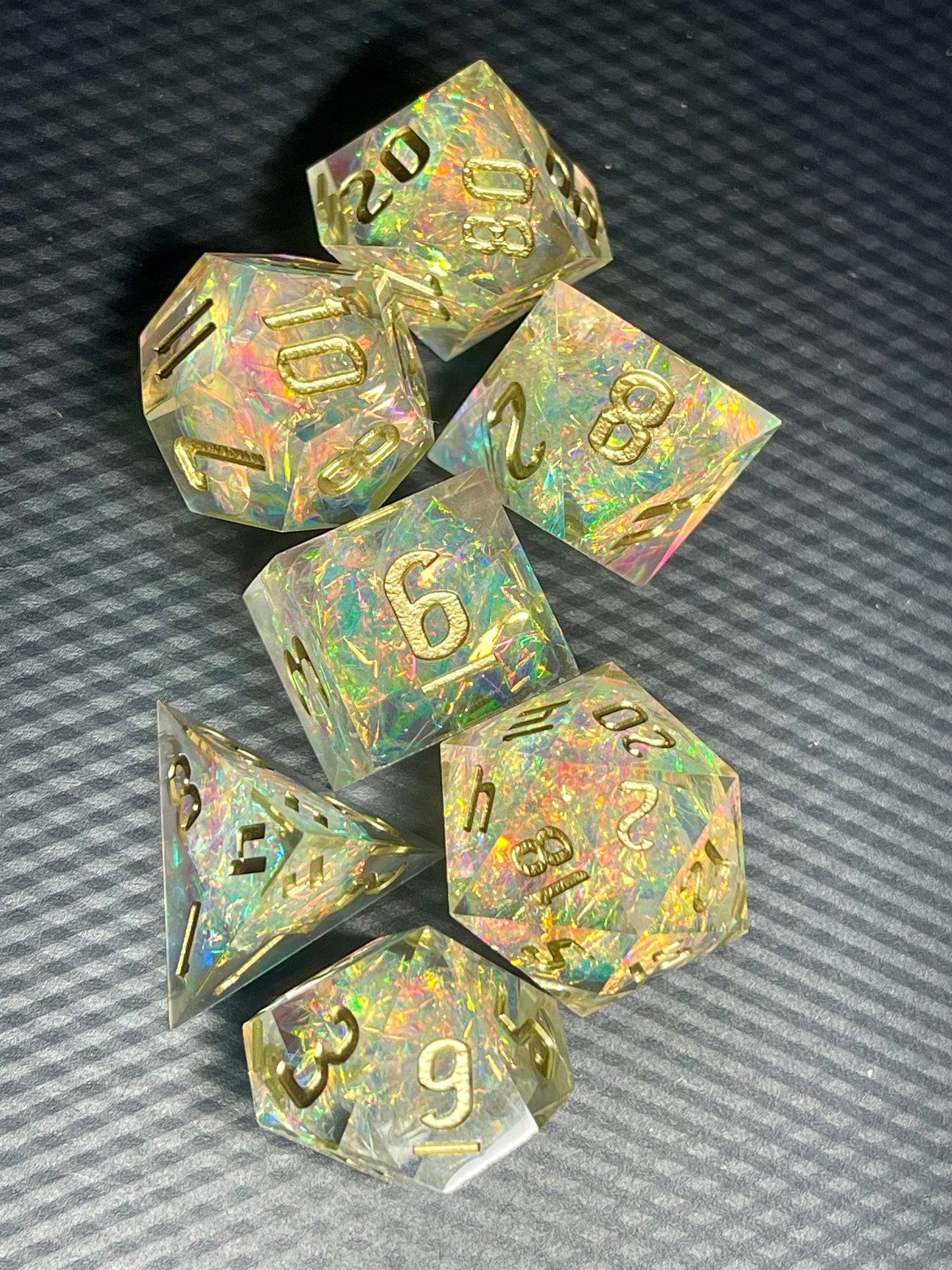 Starlight Prism Handmade Dice Set | D&D Dice | Dnd | 7pc | Dice Set | Resin | Glitter |