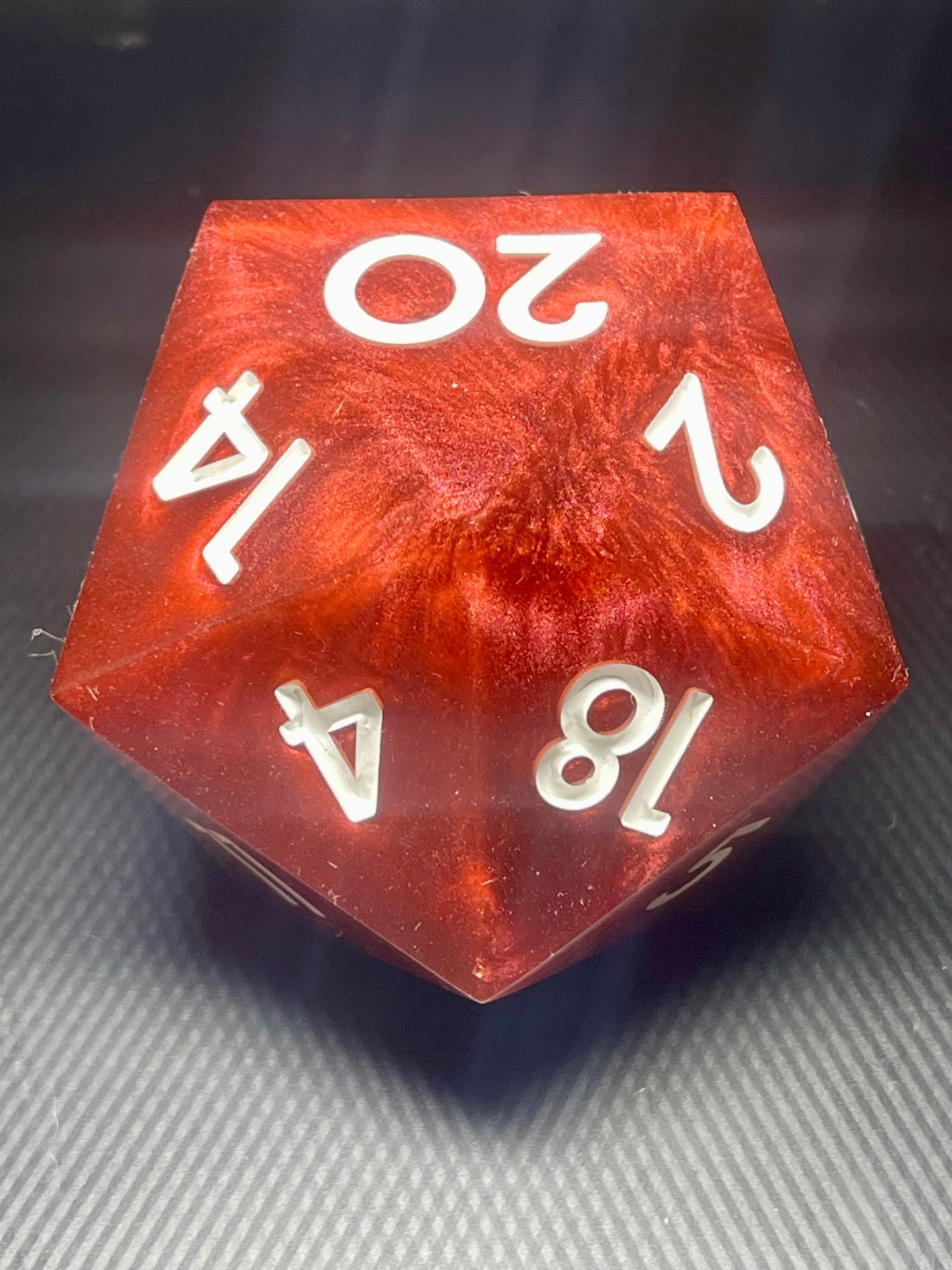 Crimson Cataclysm 100mm D20, oversized d20, Handmade D20 Dice Giant Oversized Jumbo DnD, Dungeons and Dragons, RPG dice
