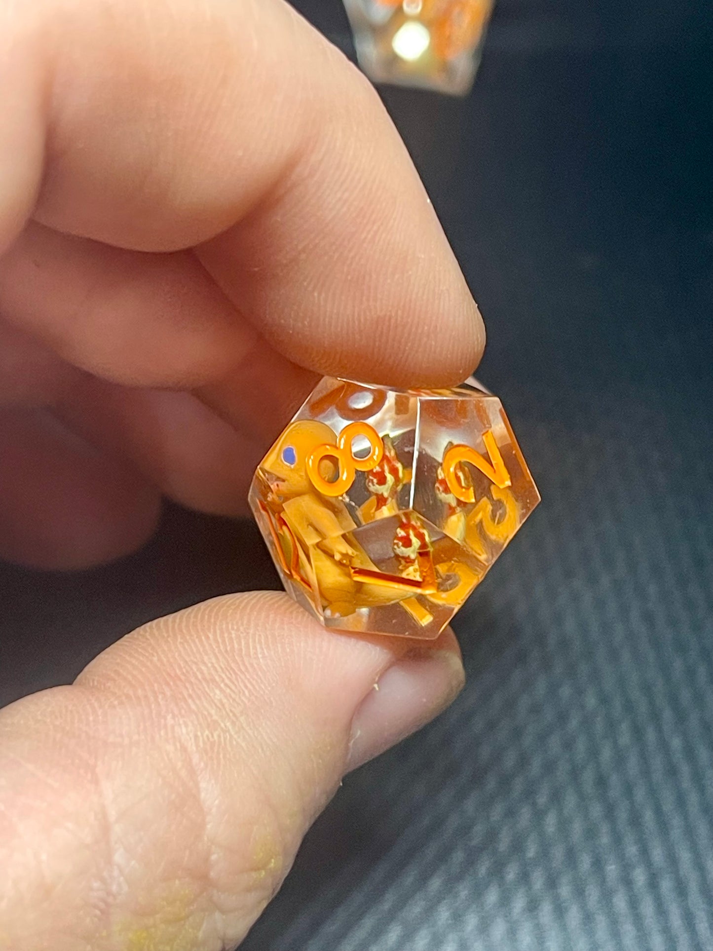 Charmander Handmade Dice Set | D&D Dice | Dnd | 7pc | Dice Set | Resin | Pokemon |