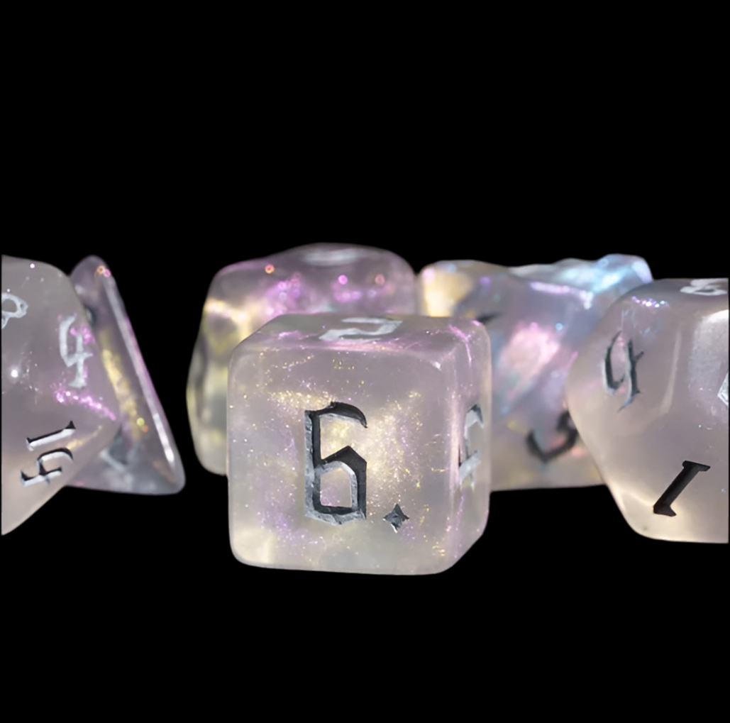 Aetherveil Dice Set | D&D Dice | Dnd | 7pc | Dice Set | Acrylic Dice | Glitter|