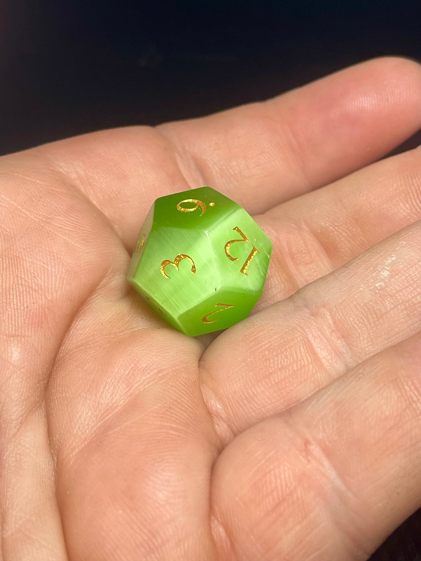 Green Cat Eye Gemstone Dice Set | D&D Dice | Dnd | 7pc | Dice Set | Stone |