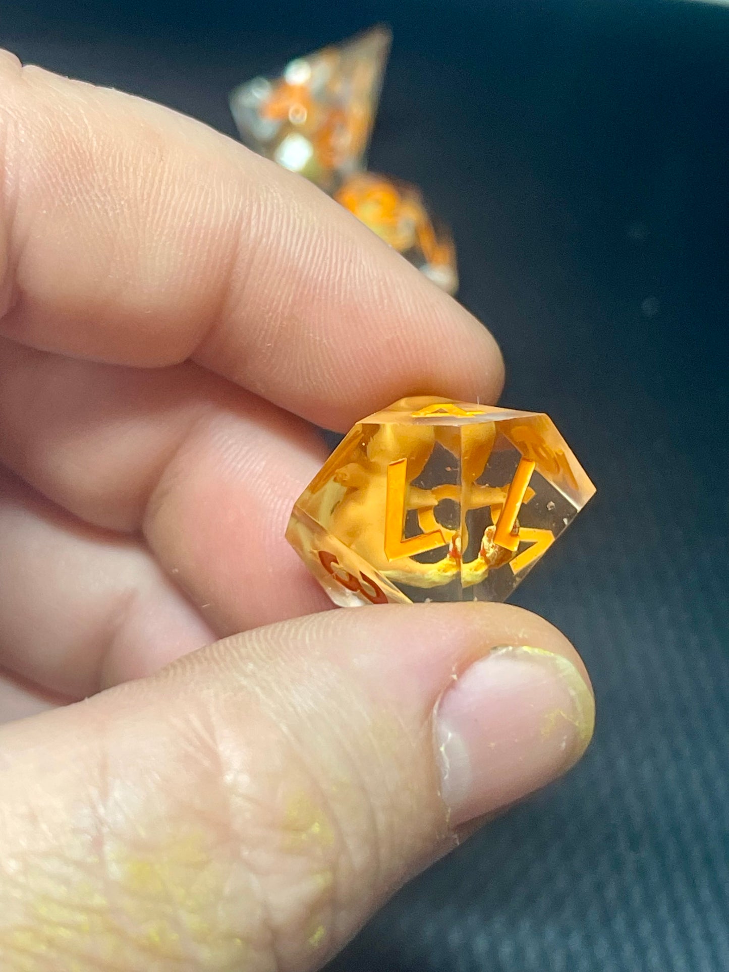Charmander Handmade Dice Set | D&D Dice | Dnd | 7pc | Dice Set | Resin | Pokemon |