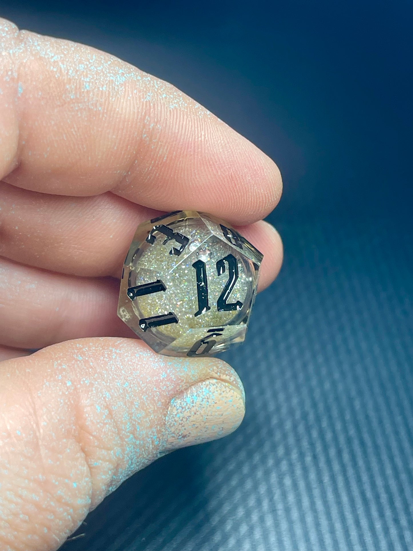 Obsidian Hourglass Handmade Liquid core Sharp Edge Resin Dice Set Handmade | D&D Dice | Dnd | 7pc | Dice Set | Resin Dice | Glitter |