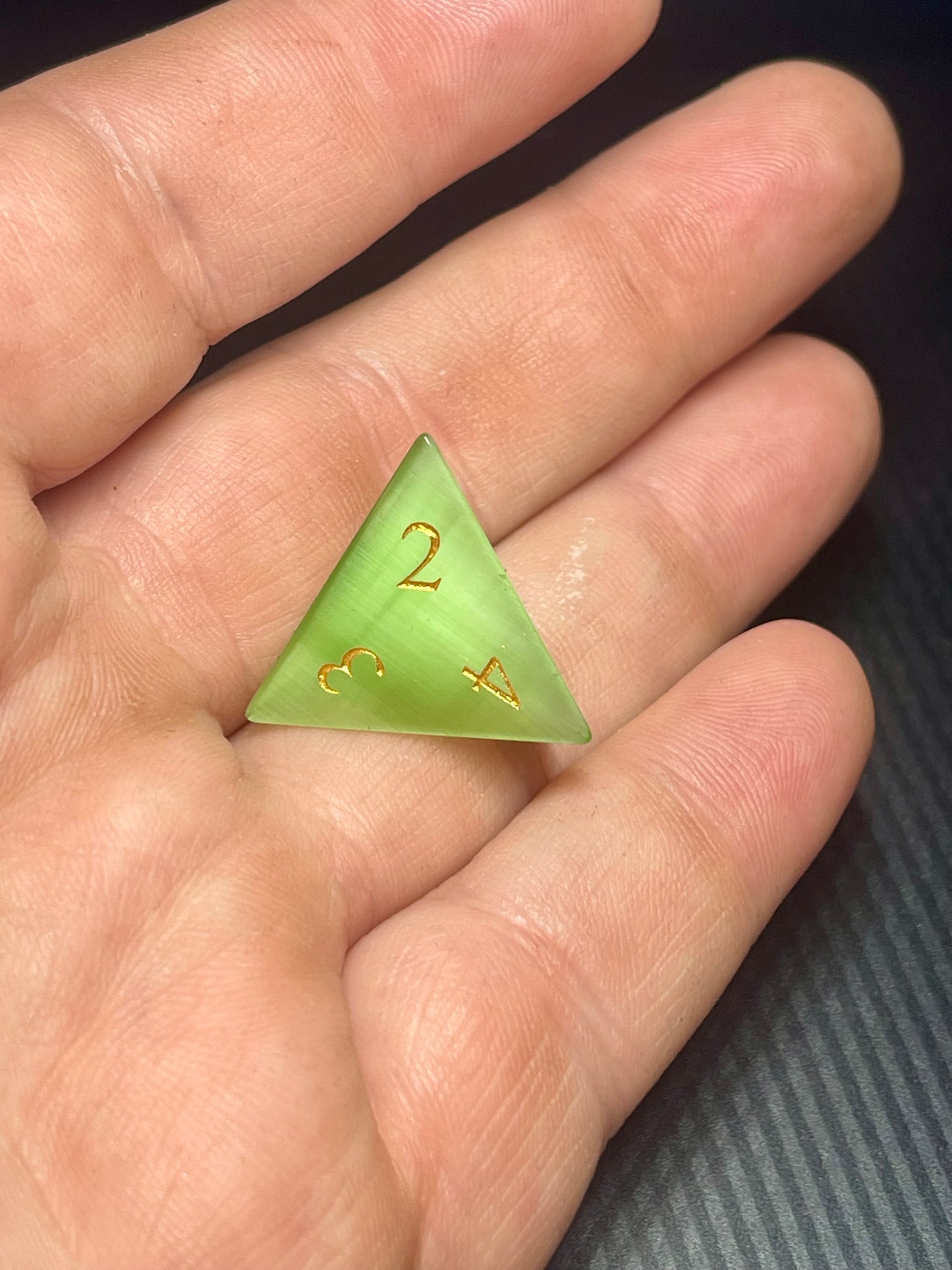 Green Cat Eye Gemstone Dice Set | D&D Dice | Dnd | 7pc | Dice Set | Stone |