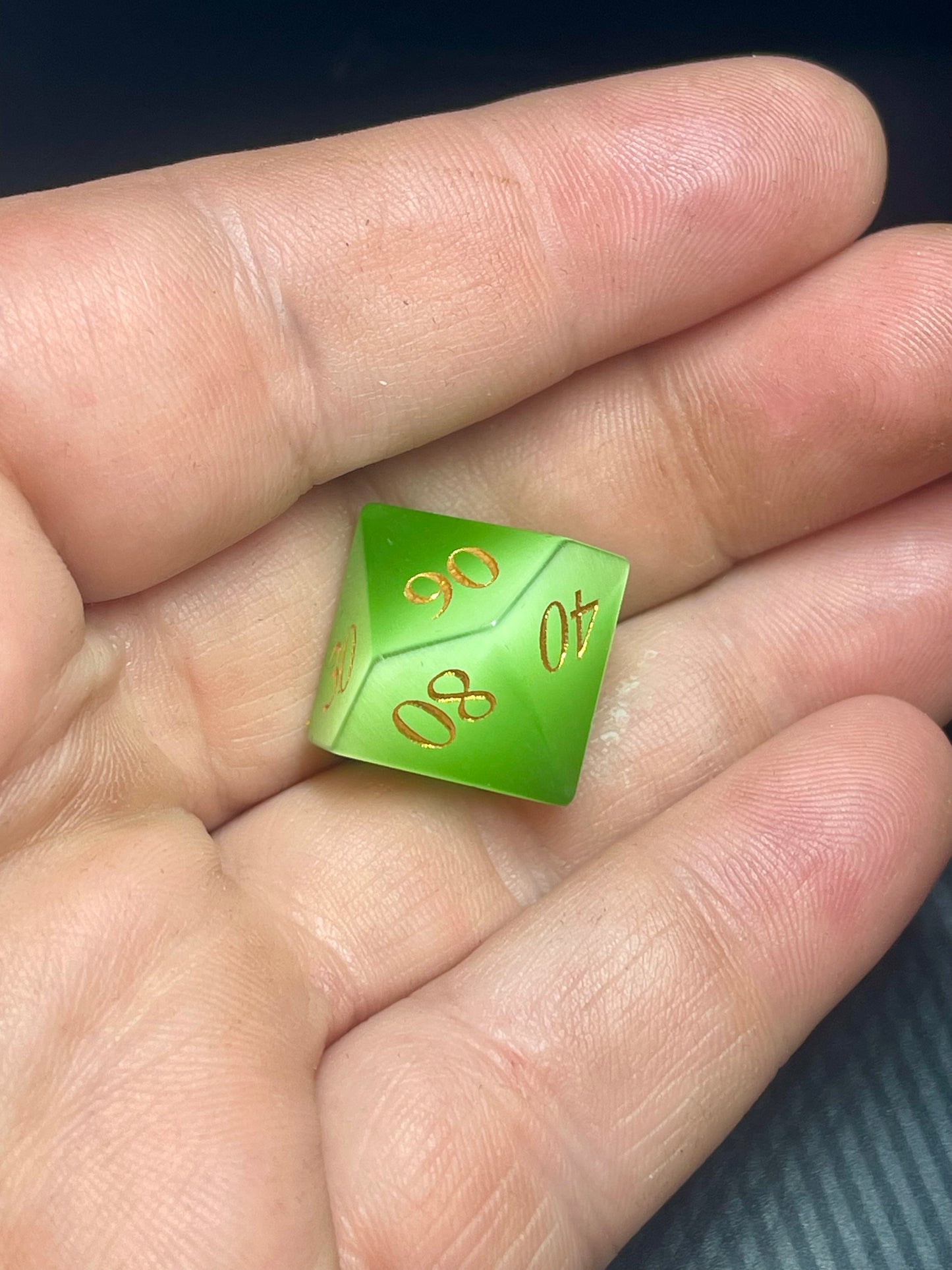 Green Cat Eye Gemstone Dice Set | D&D Dice | Dnd | 7pc | Dice Set | Stone |