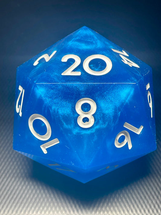 Stormcore 100mm D20 | D&D Dice | Dnd | Dice | Resin | Glitter | Giant | Huge | Oversized d20 | Handmade