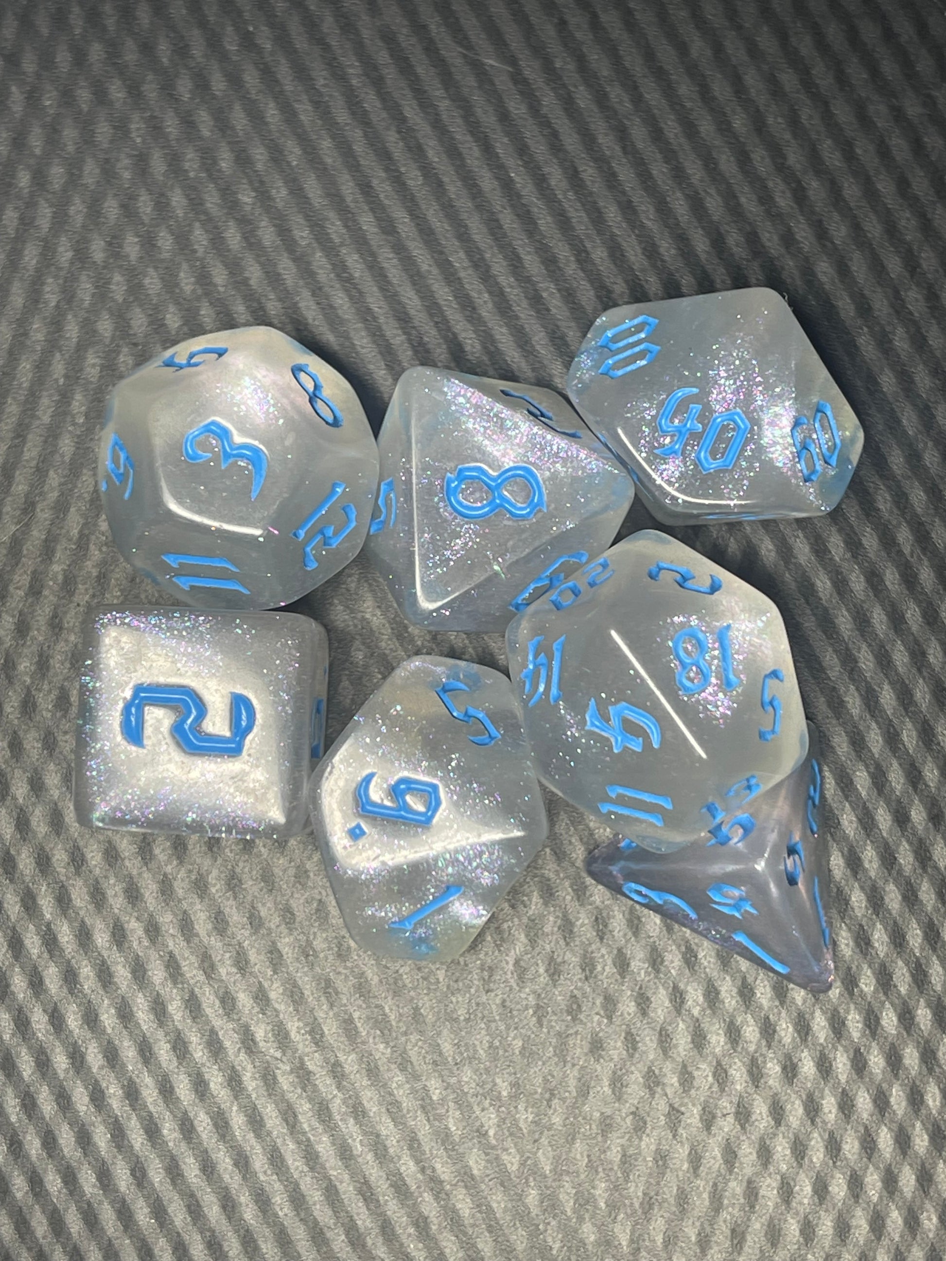 Frosted Starlight Dice Set | D&D Dice | Dnd | 7pc | Dice Set | Acrylic Dice | Glitter|