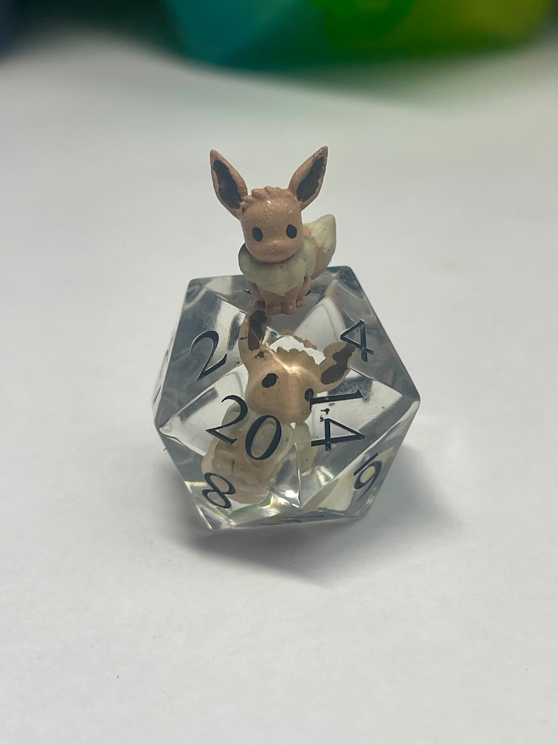 Eevee Dice Set | Handmade Resin Sharp Edge Dice | Pokémon D&D Dice | 7pc TTRPG Dice Gift
