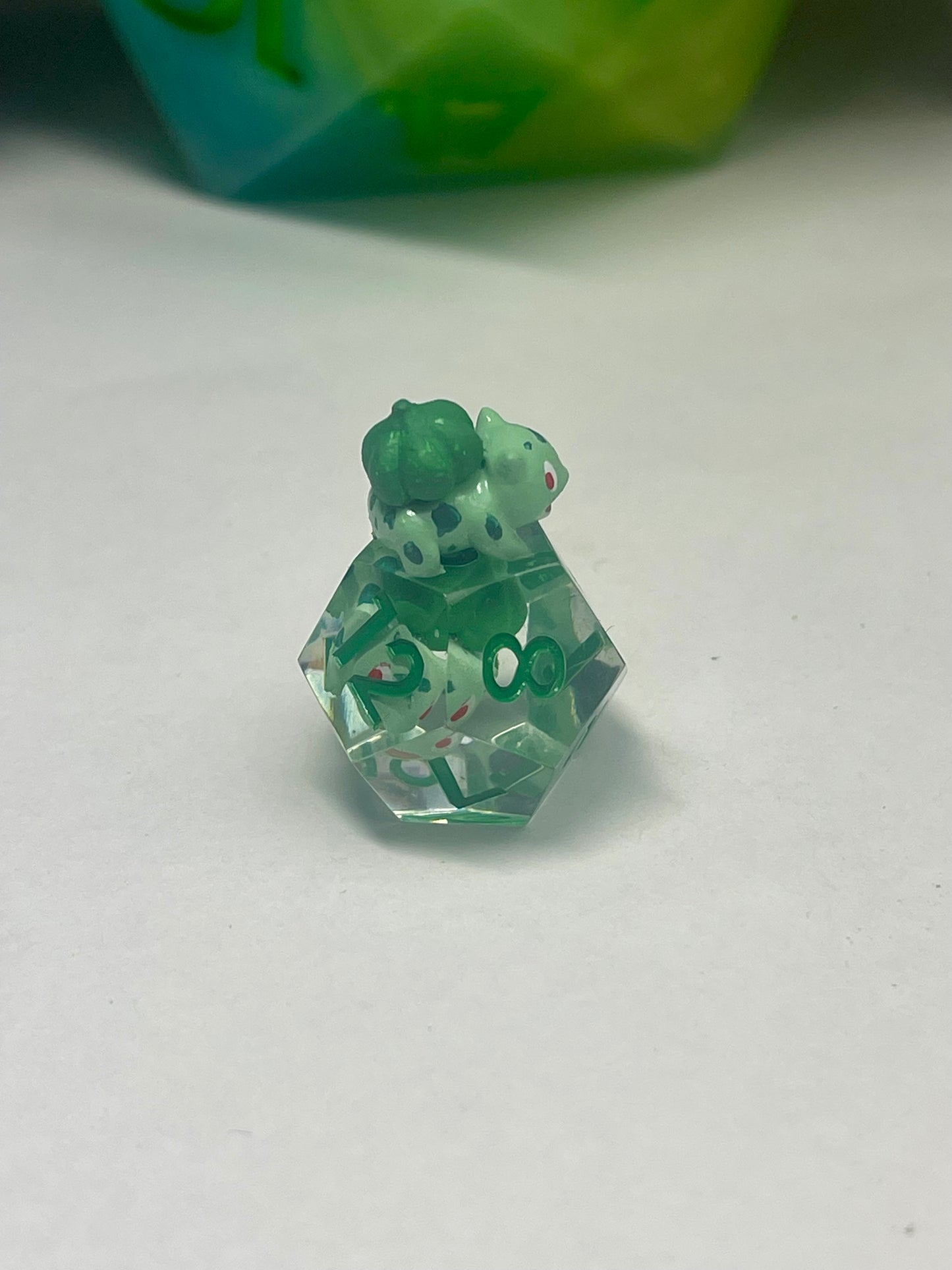 Bulbasaur Dice Set – Handmade Sharp Edge Resin Dice | Pokémon D&D Dice | 7pc TTRPG Dice Set