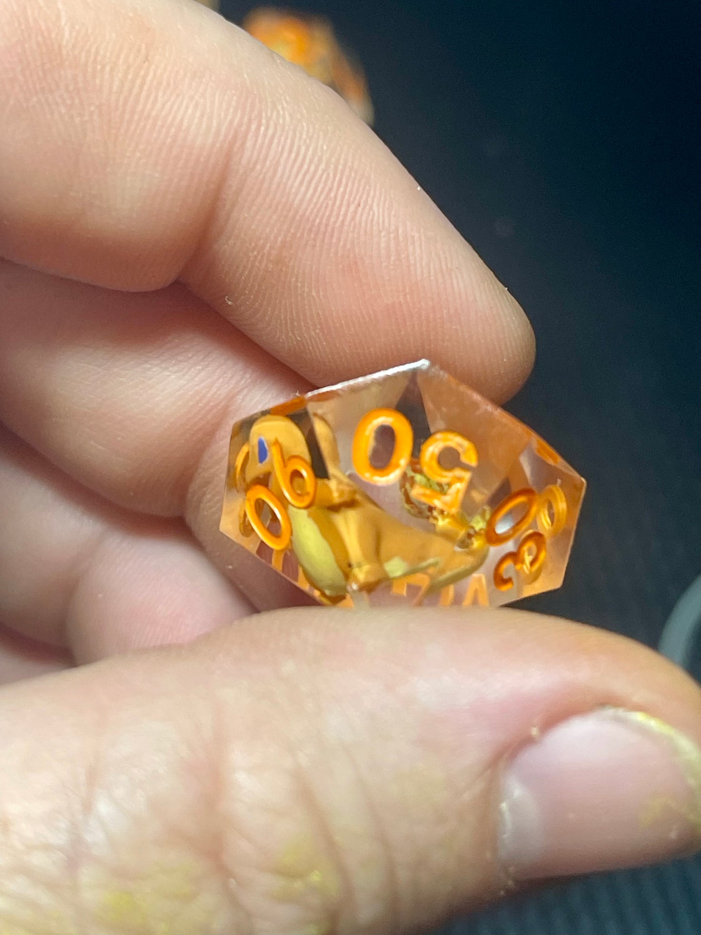 Charmander Handmade Dice Set | D&D Dice | Dnd | 7pc | Dice Set | Resin | Pokemon |