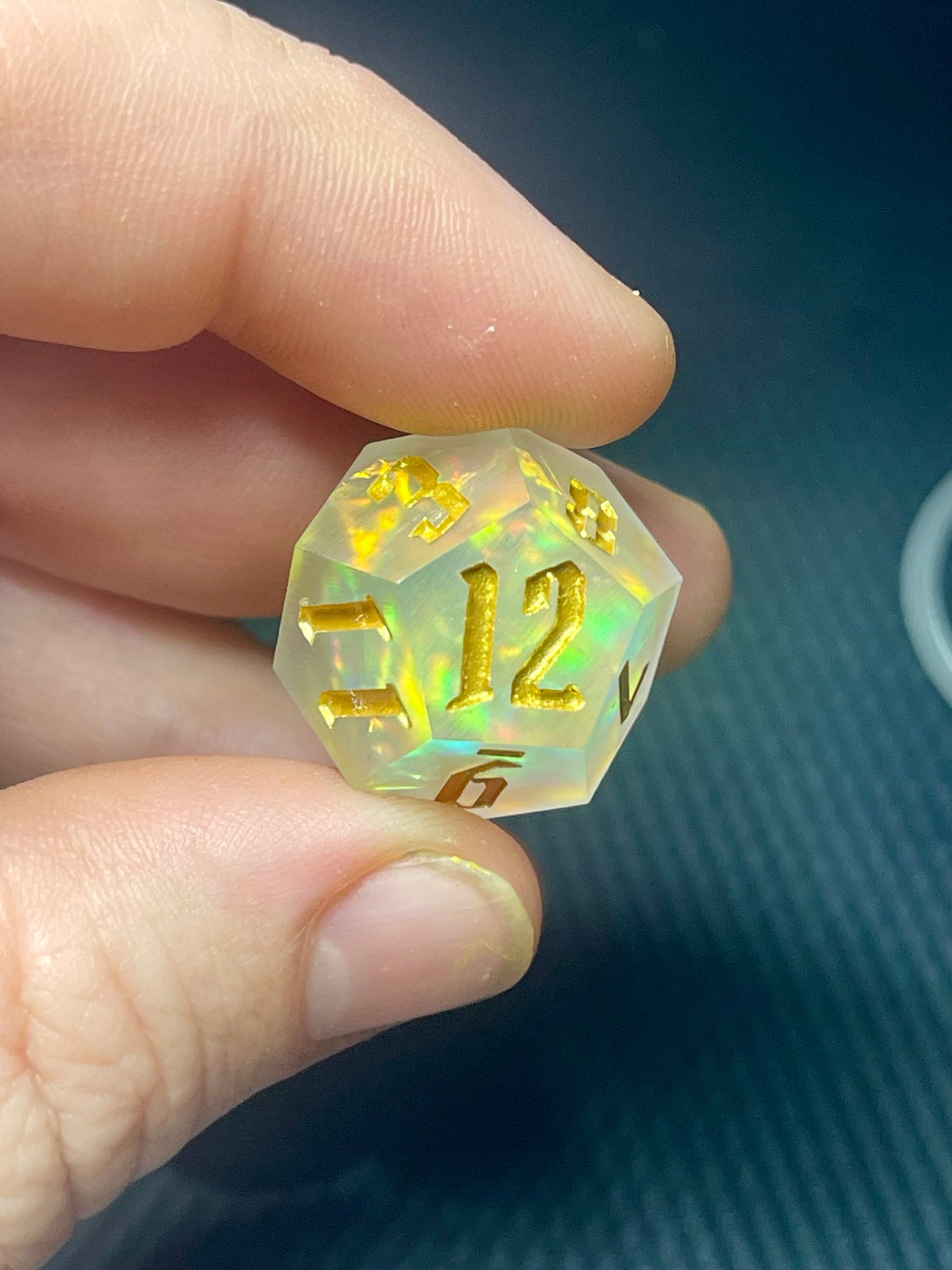 Lunar Radiance Handmade Dice Set | D&D Dice | Dnd | 7pc | Dice Set | Resin | Frosted |