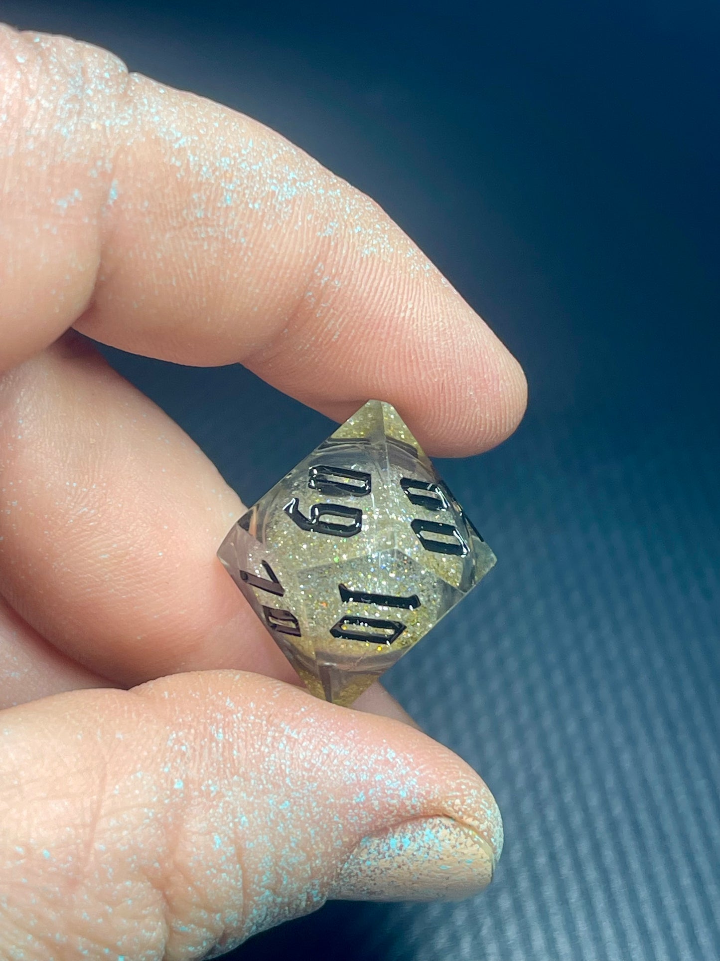 Obsidian Hourglass Handmade Liquid core Sharp Edge Resin Dice Set Handmade | D&D Dice | Dnd | 7pc | Dice Set | Resin Dice | Glitter |