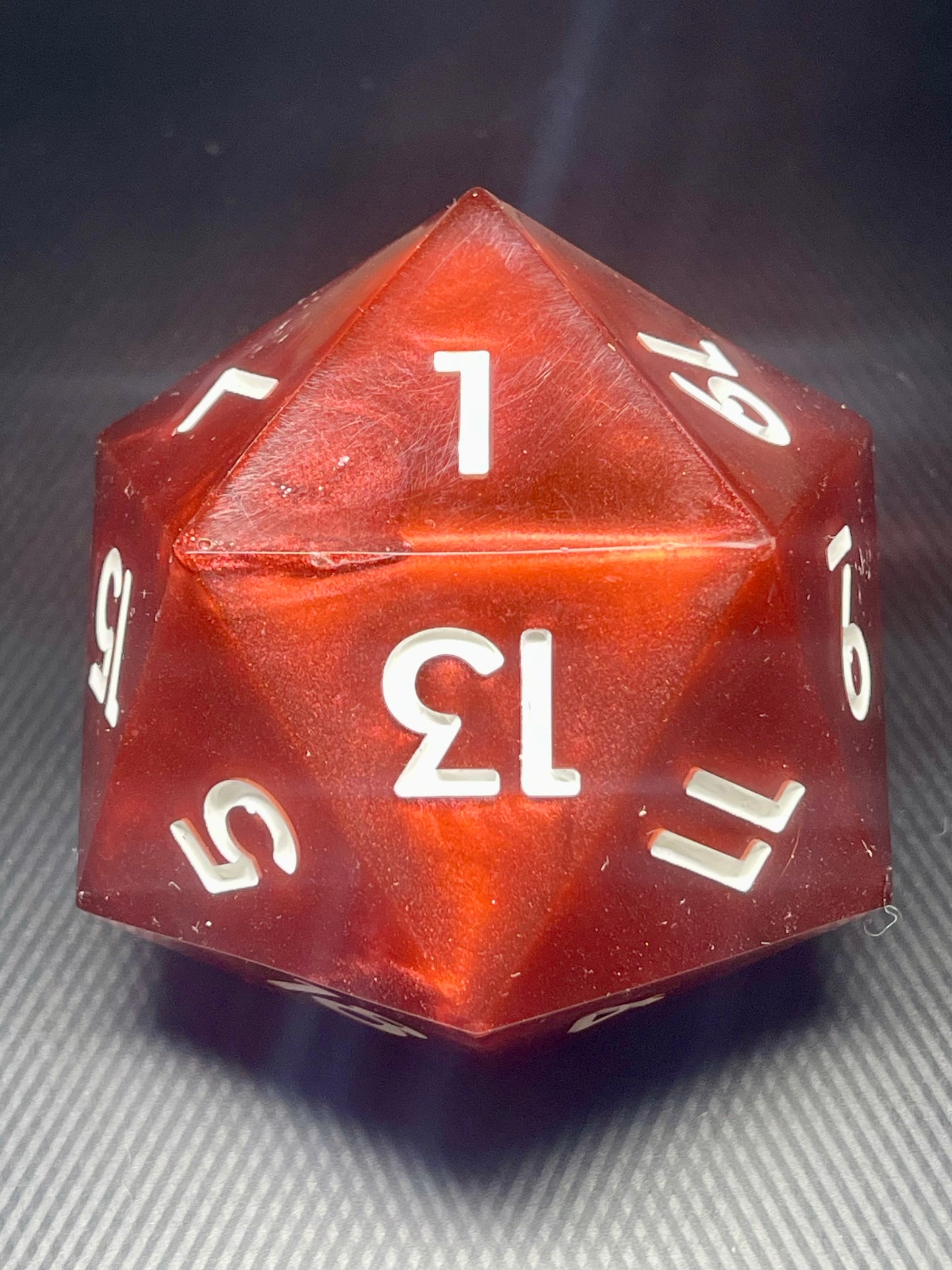 Crimson Cataclysm 100mm D20, oversized d20, Handmade D20 Dice Giant Oversized Jumbo DnD, Dungeons and Dragons, RPG dice