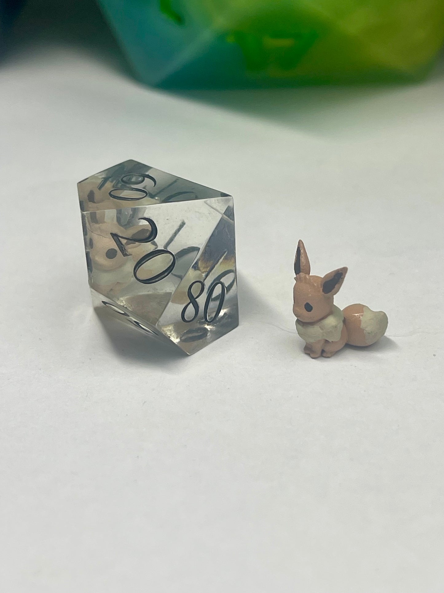 Eevee Dice Set | Handmade Resin Sharp Edge Dice | Pokémon D&D Dice | 7pc TTRPG Dice Gift