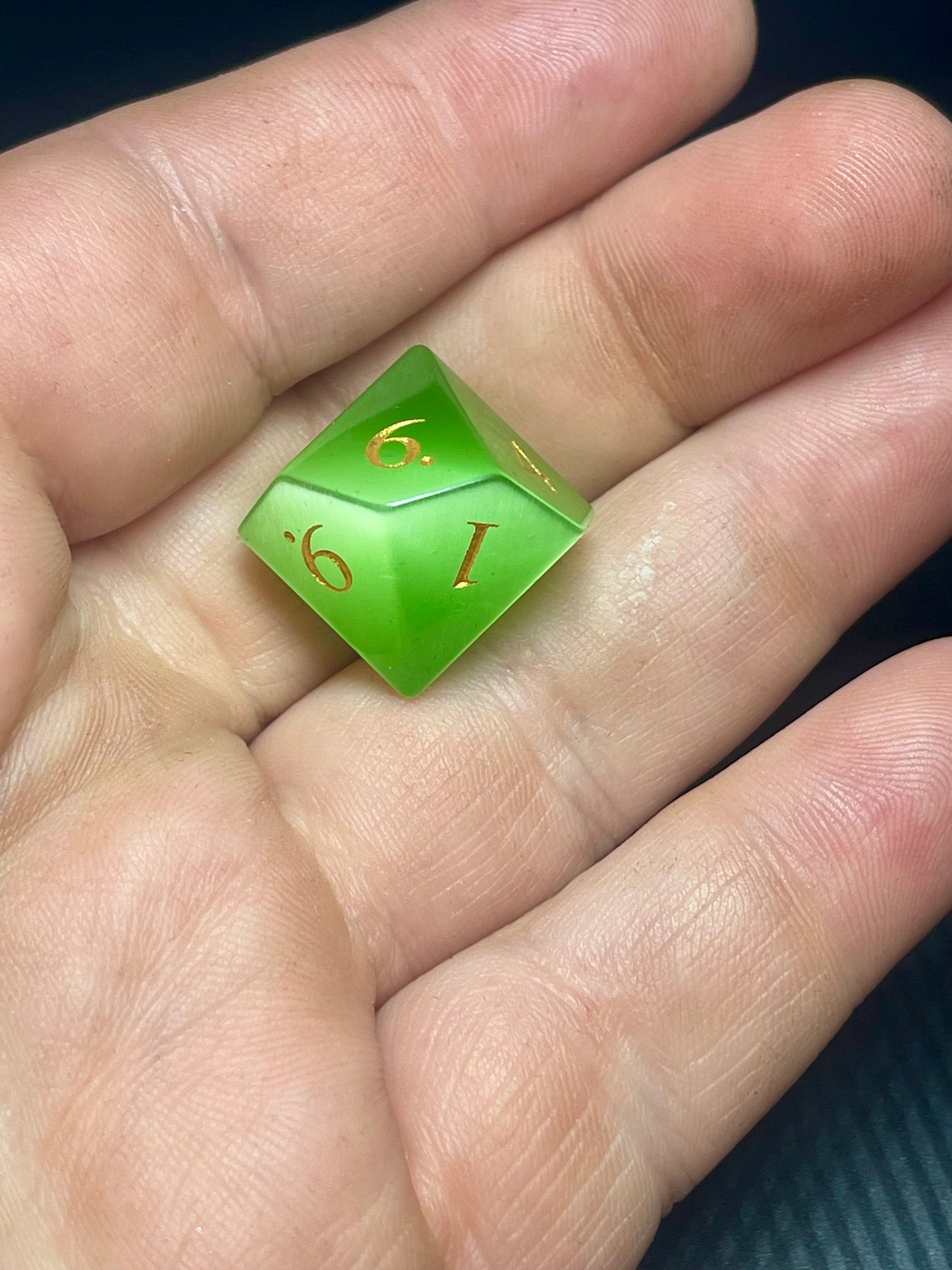 Green Cat Eye Gemstone Dice Set | D&D Dice | Dnd | 7pc | Dice Set | Stone |