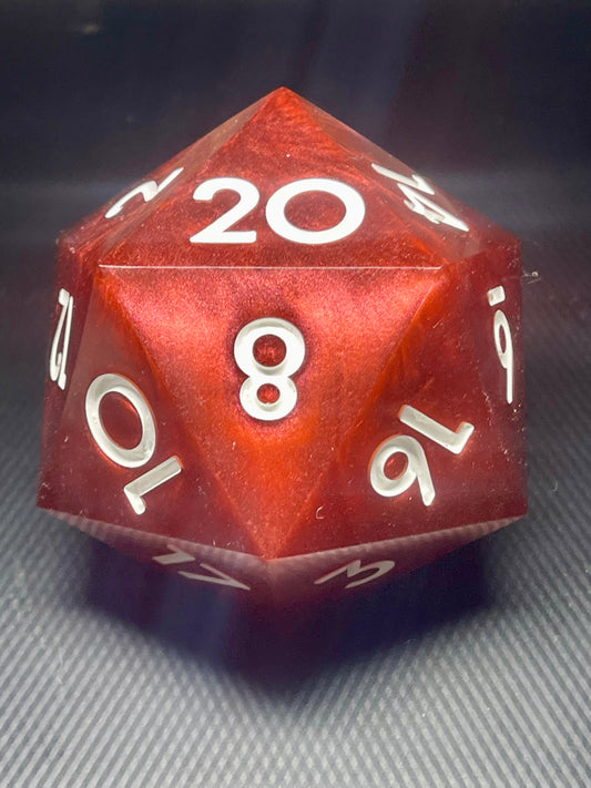 Crimson Cataclysm 100mm D20, oversized d20, Handmade D20 Dice Giant Oversized Jumbo DnD, Dungeons and Dragons, RPG dice