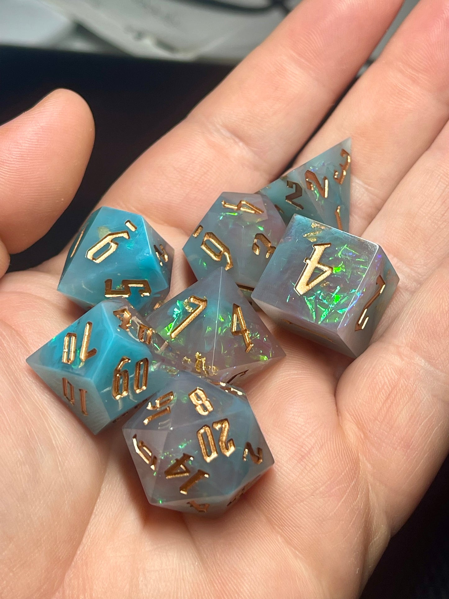 Supernova’s Kiss Handmade Dice Set | D&D Dice | Dnd | 7pc | Dice Set | Resin |