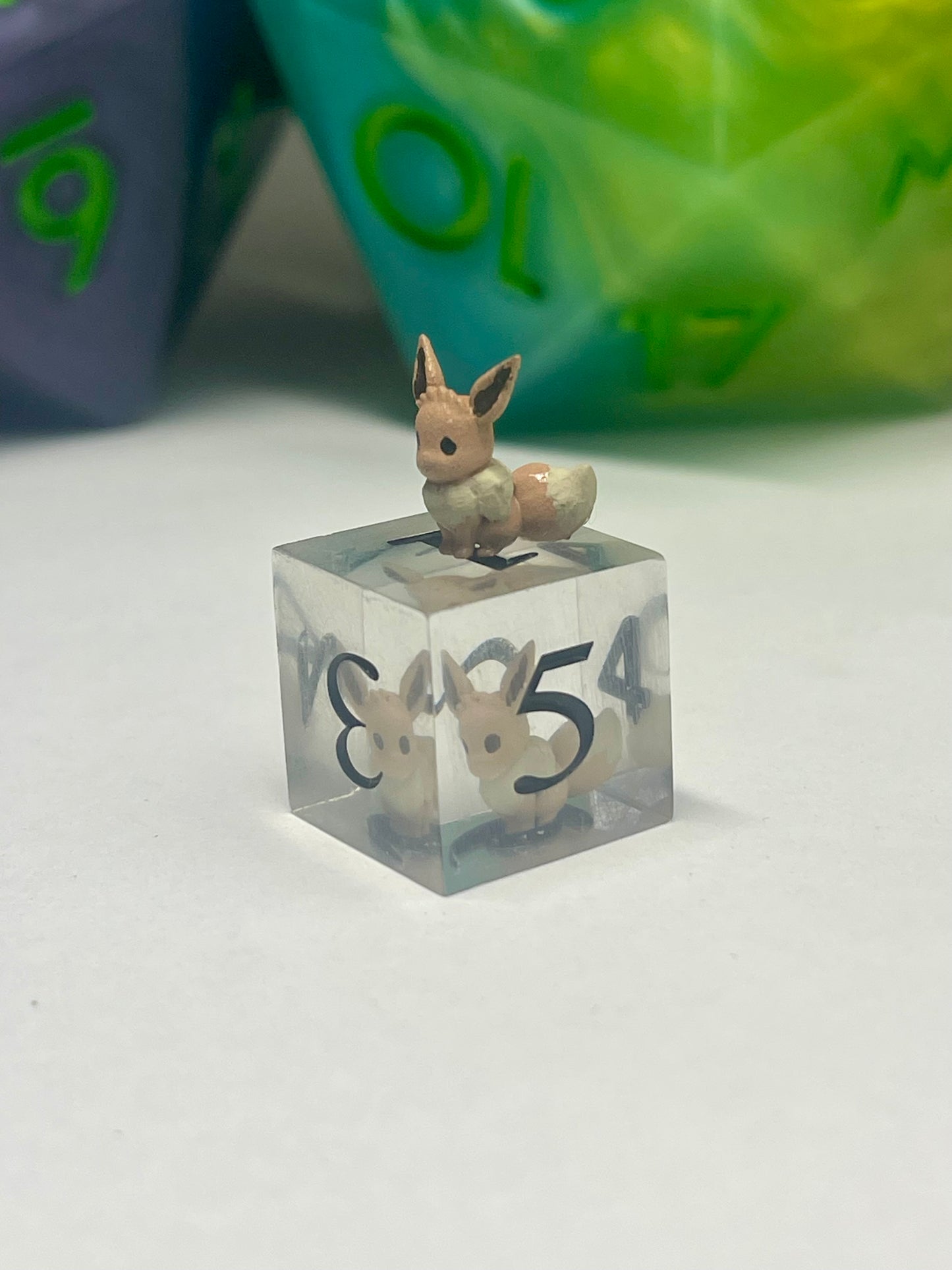 Eevee Dice Set | Handmade Resin Sharp Edge Dice | Pokémon D&D Dice | 7pc TTRPG Dice Gift