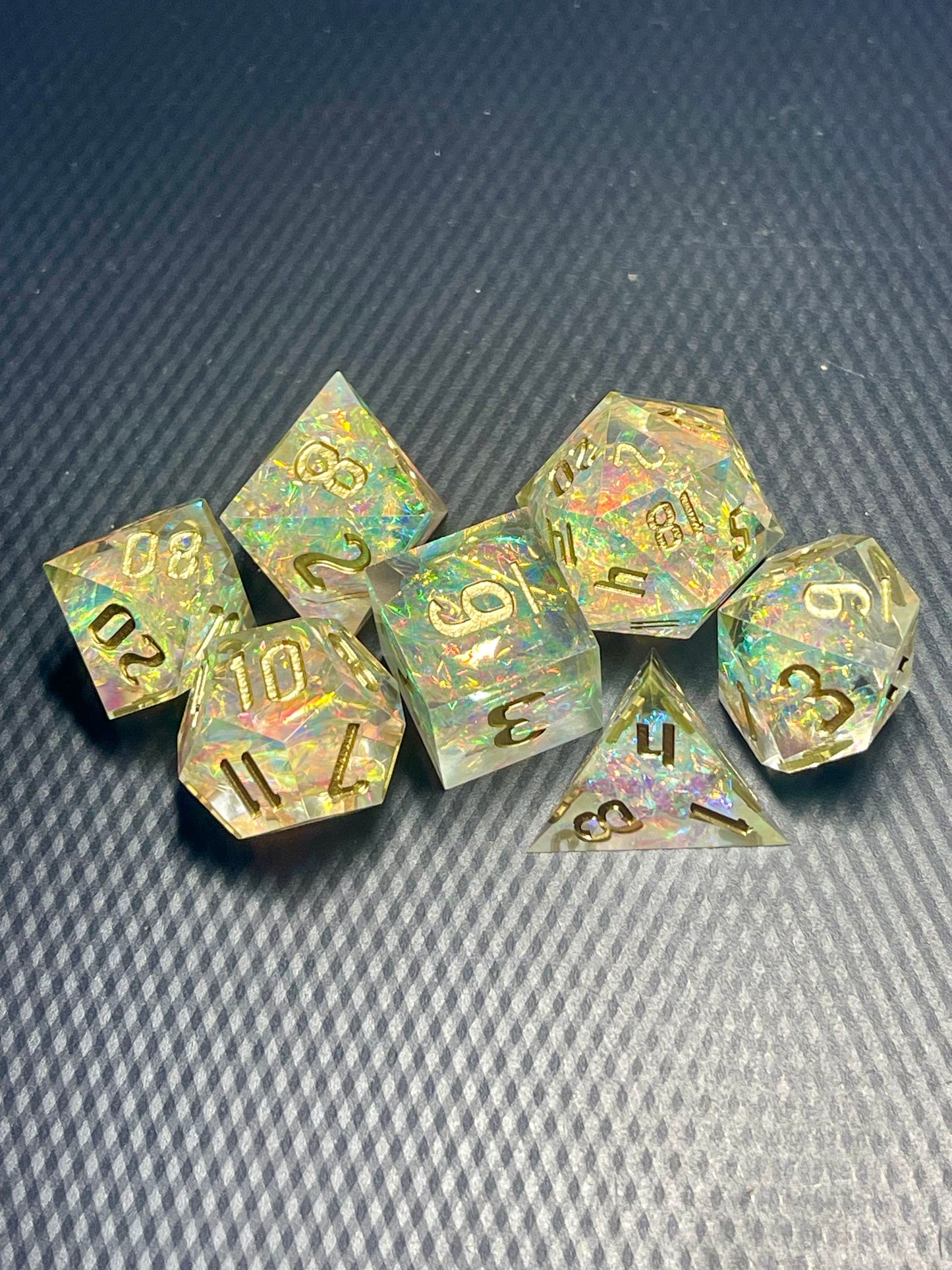 Starlight Prism Handmade Dice Set | D&D Dice | Dnd | 7pc | Dice Set | Resin | Glitter |