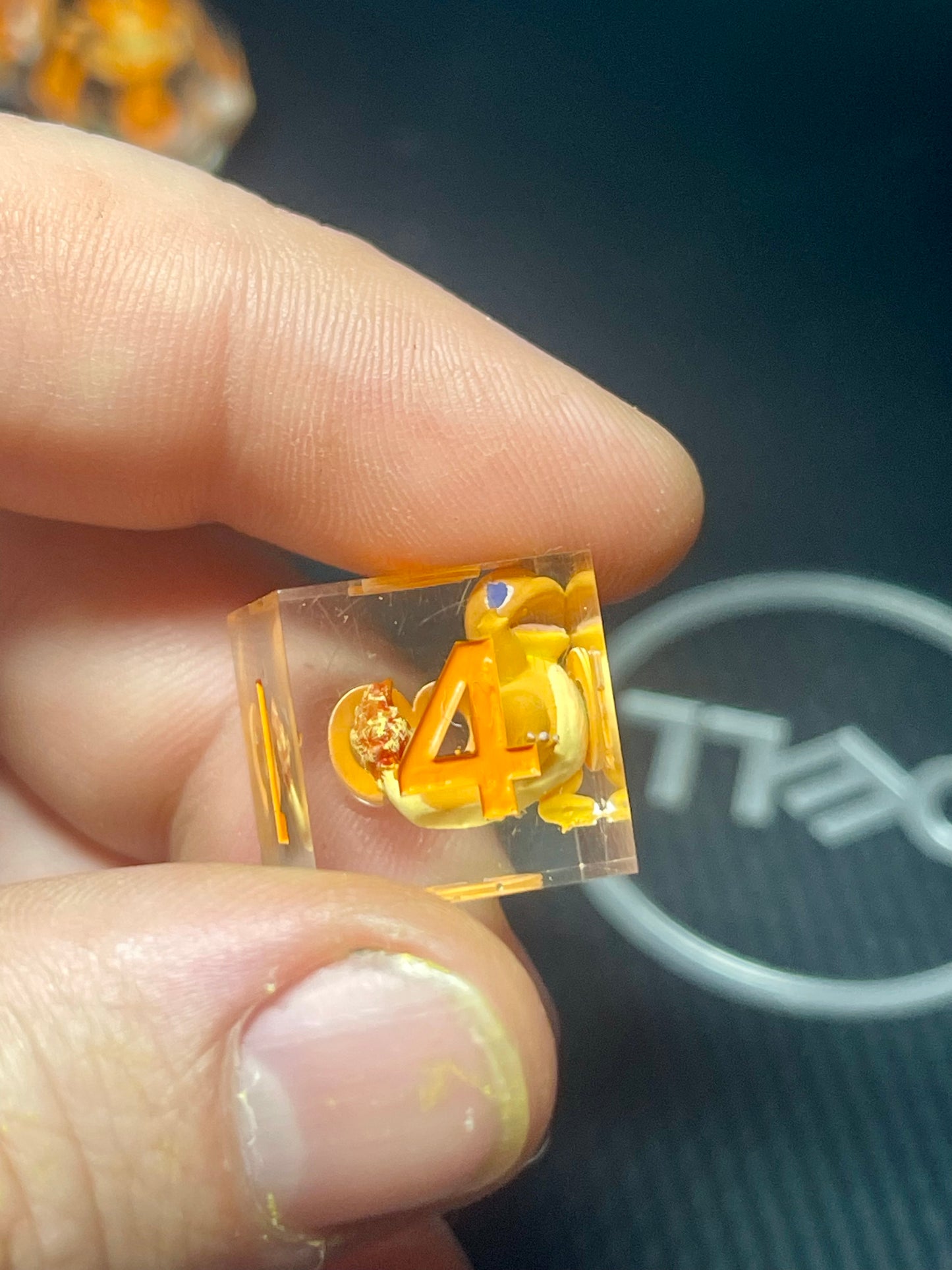 Charmander Handmade Dice Set | D&D Dice | Dnd | 7pc | Dice Set | Resin | Pokemon |