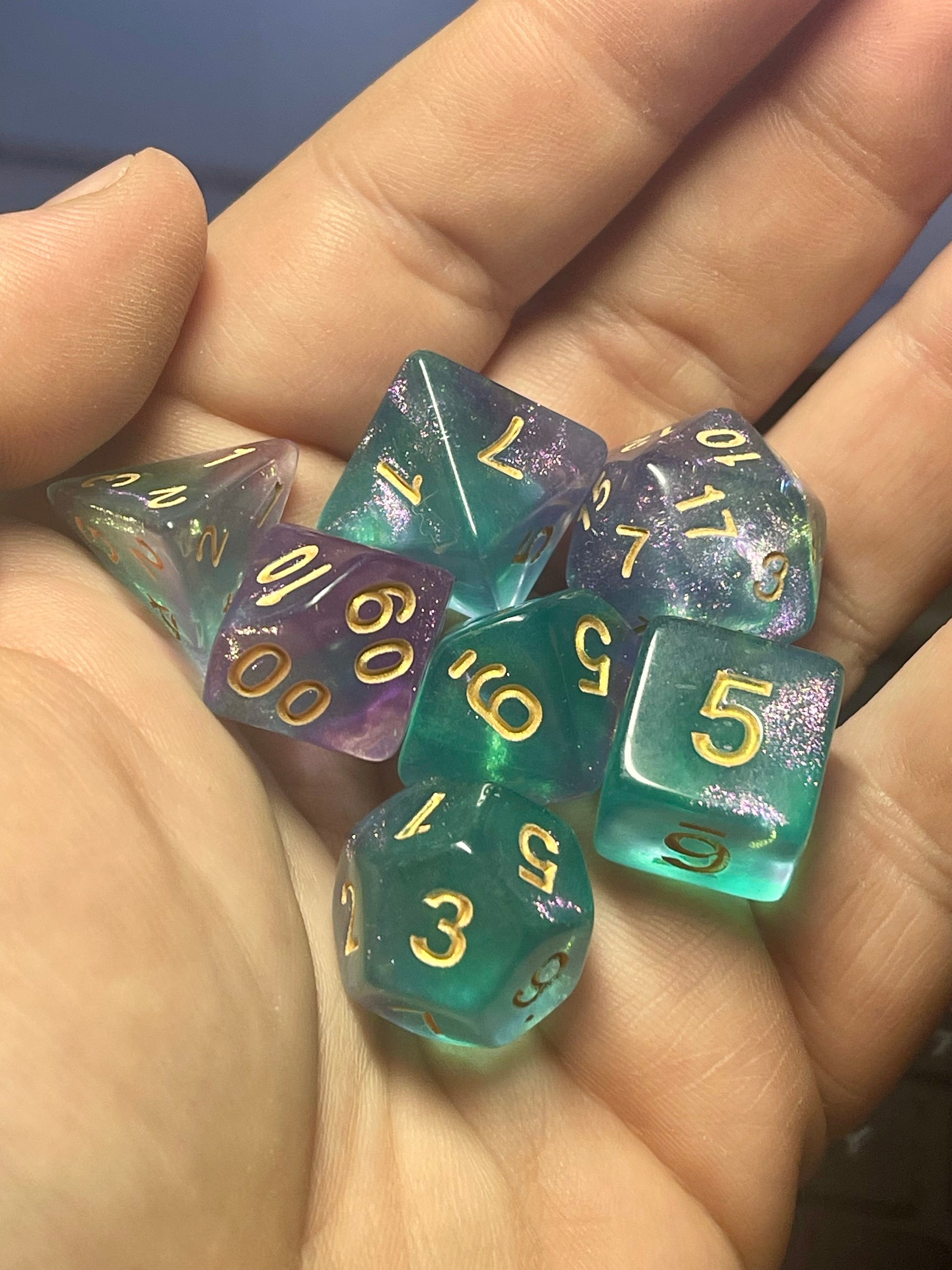 Siren's Mirage | D&D Dice | Dnd | 7pc | Dice Set | Acrylic Dice | Glitter |
