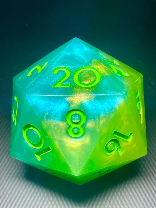 Aethercore 100mm D20, oversized d20, Handmade D20 Dice Giant Oversized Jumbo DnD, Dungeons and Dragons, RPG dice