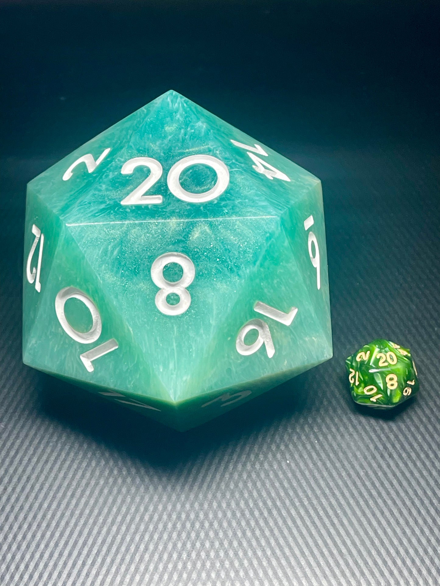 Emerald Surf 100mm D20 | D&D Dice | Dnd | Dice | Resin | Glitter | Giant | Huge |
