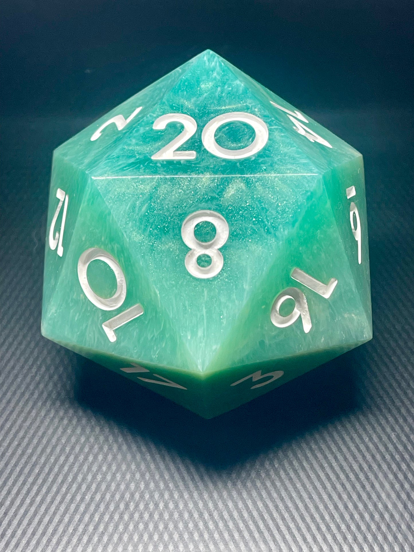 Emerald Surf 100mm D20 | D&D Dice | Dnd | Dice | Resin | Glitter | Giant | Huge |