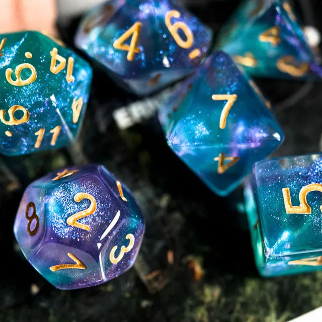 Siren's Mirage | D&D Dice | Dnd | 7pc | Dice Set | Acrylic Dice | Glitter |