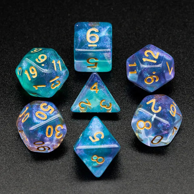 Siren's Mirage | D&D Dice | Dnd | 7pc | Dice Set | Acrylic Dice | Glitter |