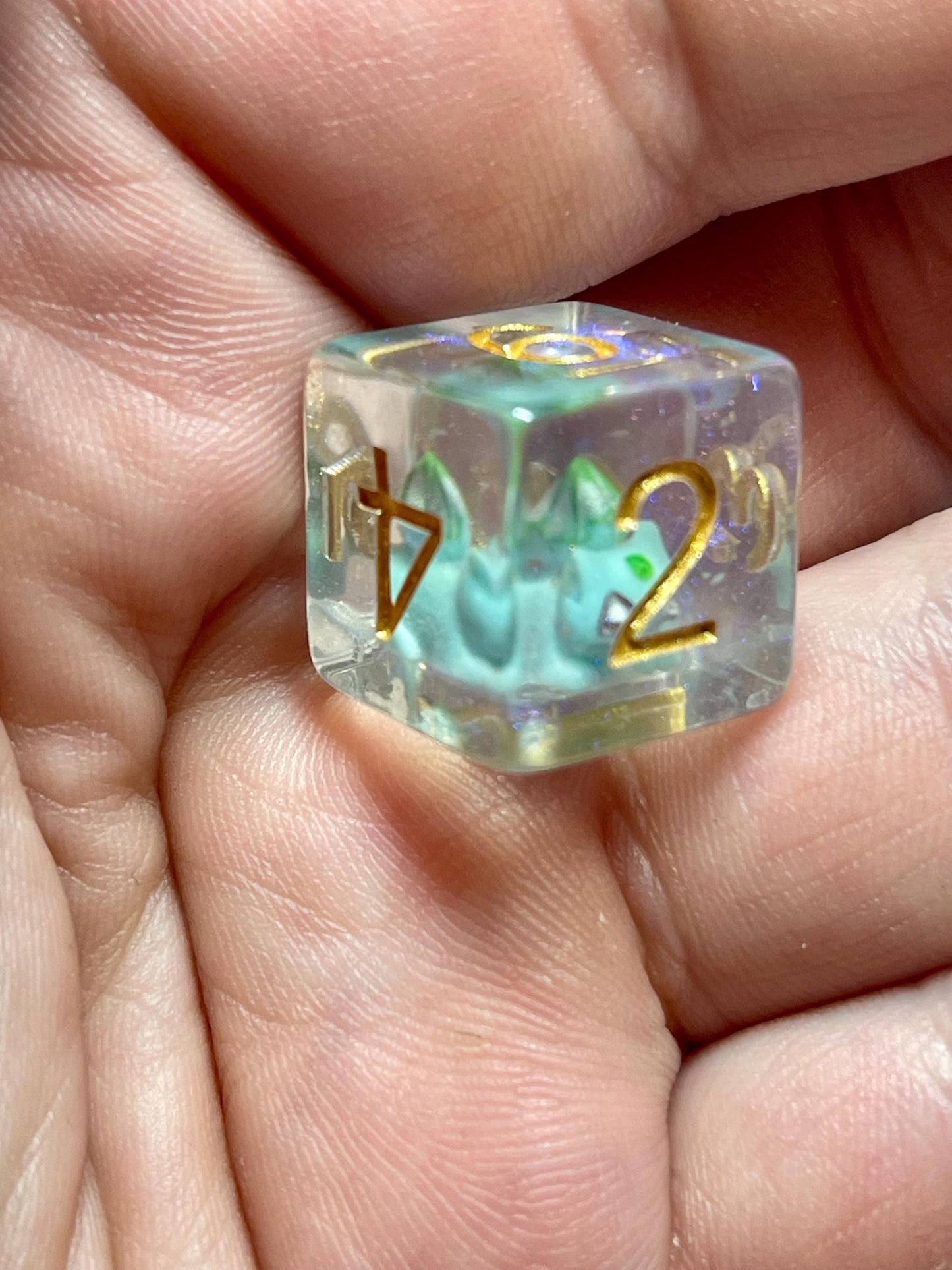 Bulbasaur Dice | D&D Dice | Pokemon | Dnd | 7pc | Dice Set | Resin Dice | Glitter |