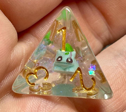 Bulbasaur Dice | D&D Dice | Pokemon | Dnd | 7pc | Dice Set | Resin Dice | Glitter |
