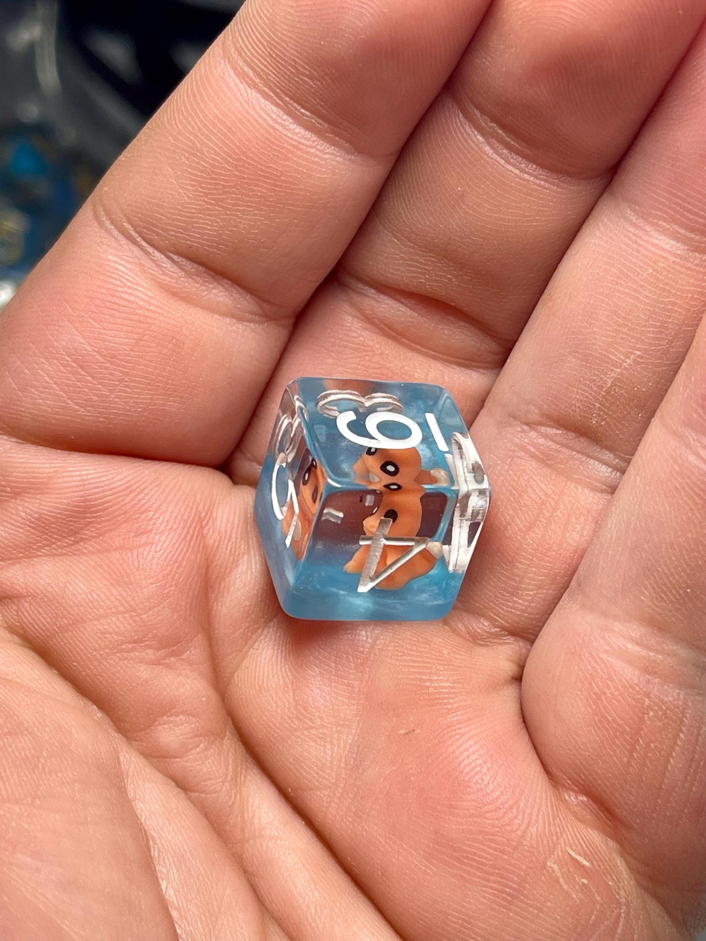 Charmander Dice | D&D Dice | Pokemon | Dnd | 7pc | Dice Set | Resin Dice | Glitter |