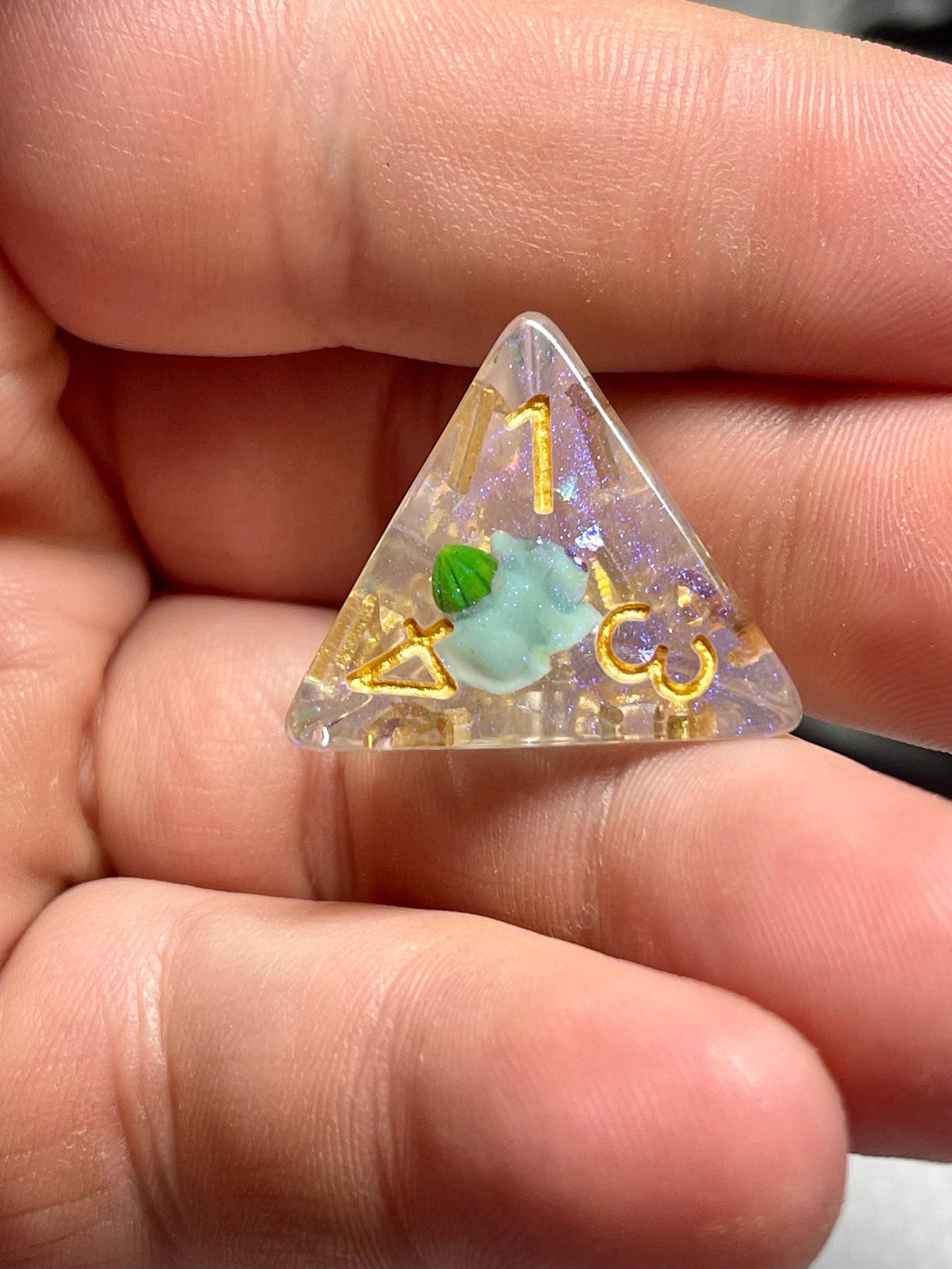 Bulbasaur Dice | D&D Dice | Pokemon | Dnd | 7pc | Dice Set | Resin Dice | Glitter |