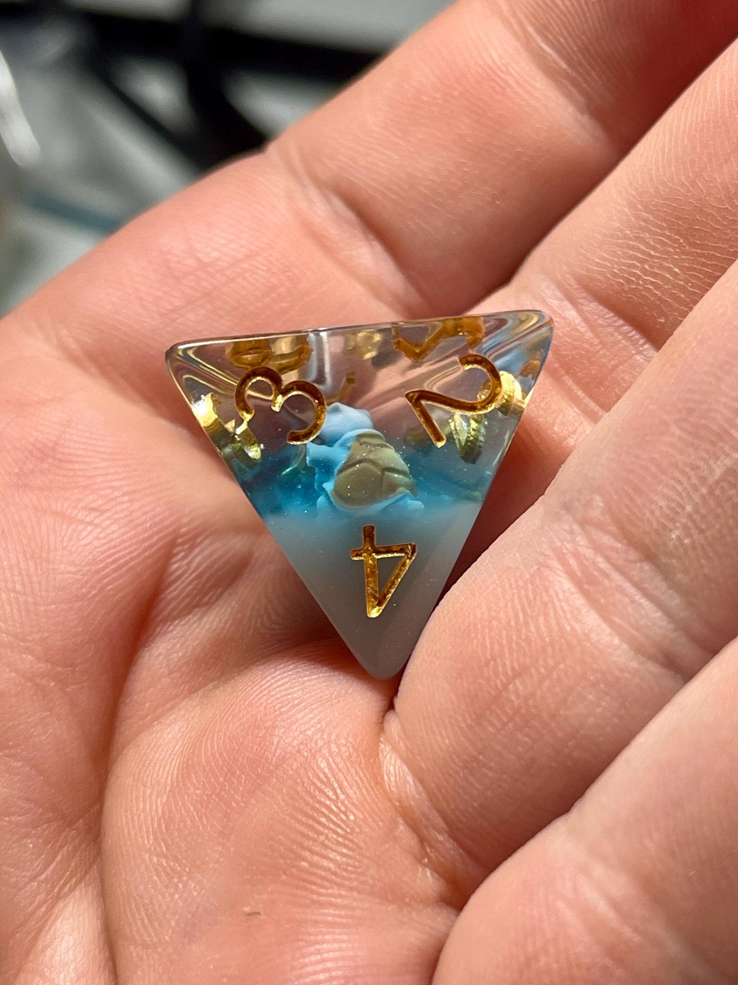 Blastoise Dice | D&D Dice | Pokemon | Dnd | 7pc | Dice Set | Resin Dice | Glitter |