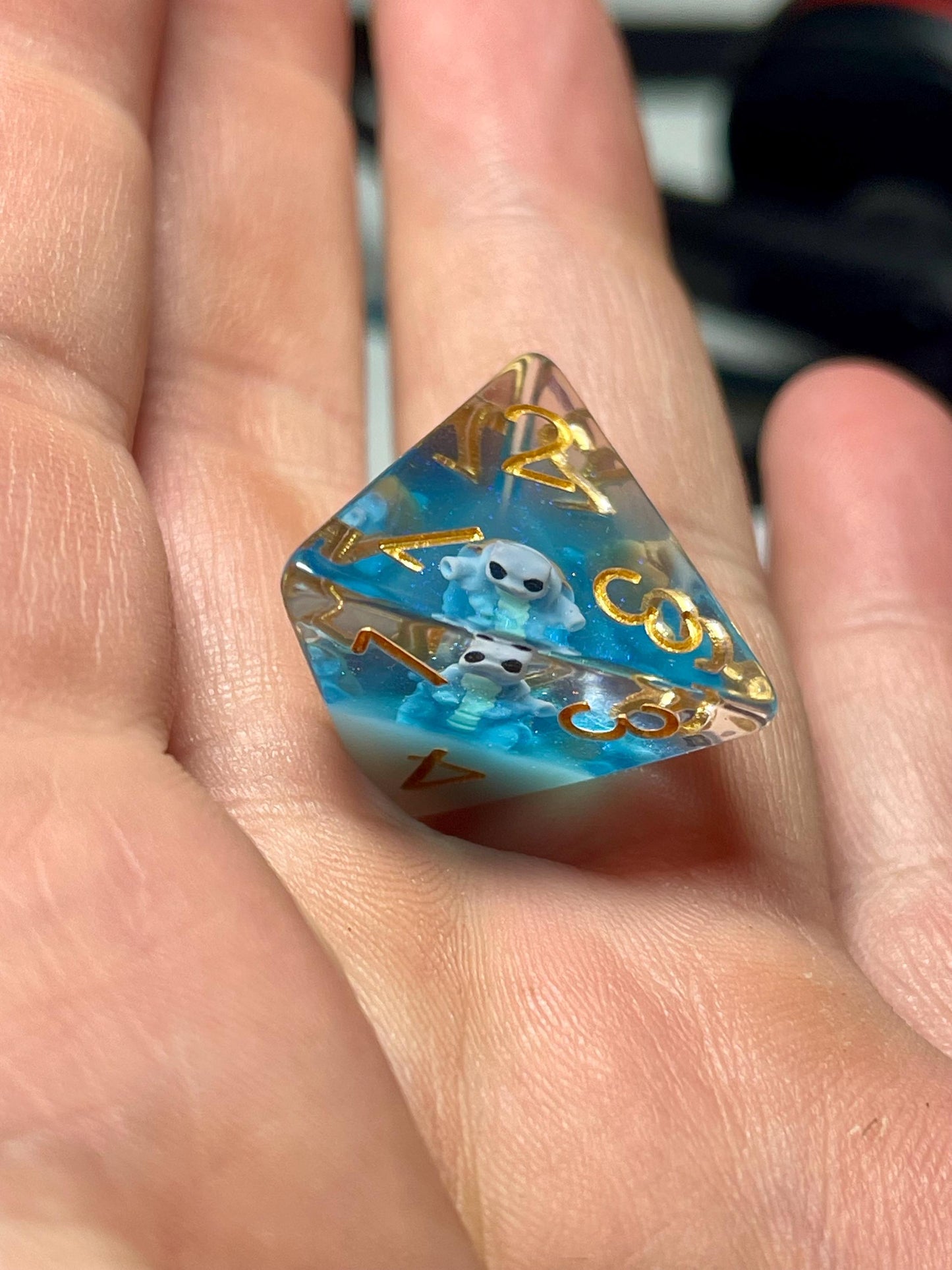 Blastoise Dice | D&D Dice | Pokemon | Dnd | 7pc | Dice Set | Resin Dice | Glitter |