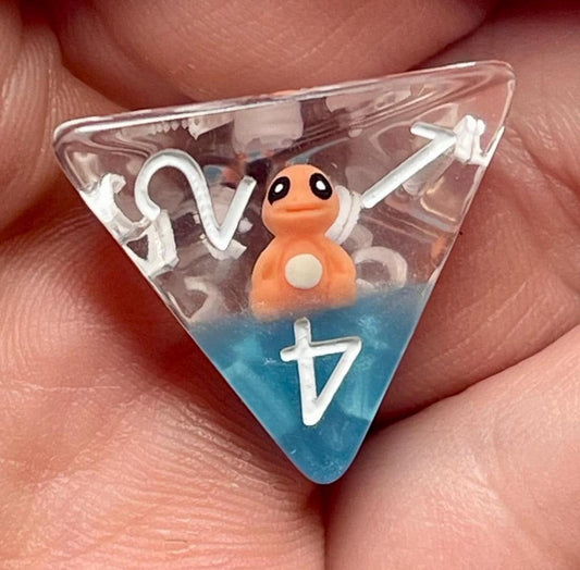 Charmander Dice | D&D Dice | Pokemon | Dnd | 7pc | Dice Set | Resin Dice | Glitter |