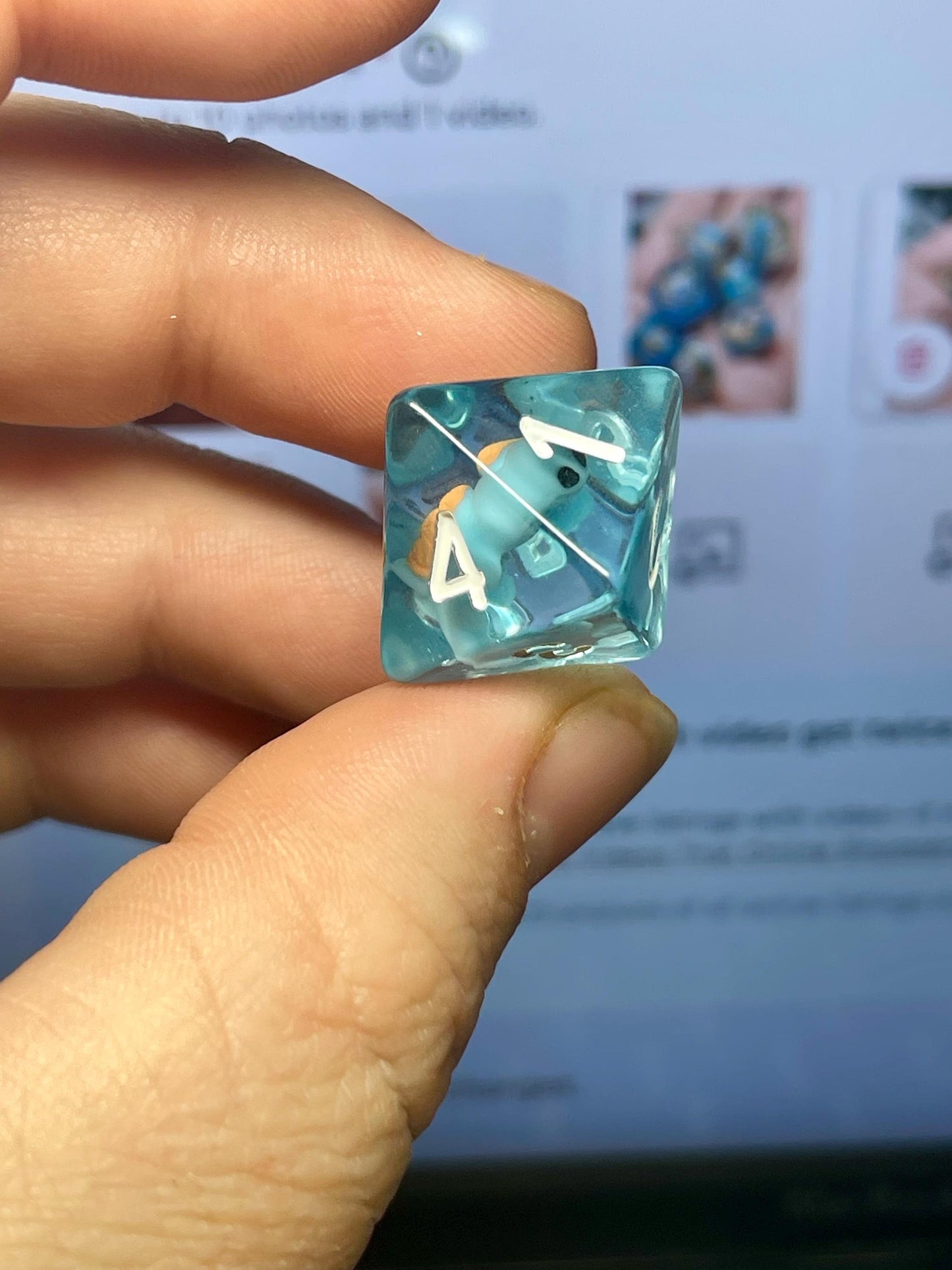 Squirtle Dice | D&D Dice | Pokemon | Dnd | 7pc | Dice Set | Resin Dice | Glitter |