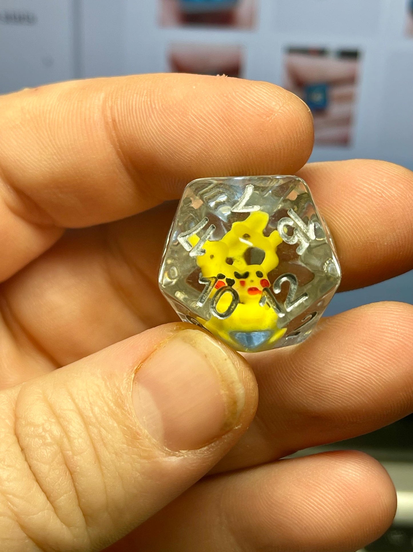 Pikachu Dice | D&D Dice | Pokemon | Dnd | 7pc | Dice Set | Resin Dice | Glitter |