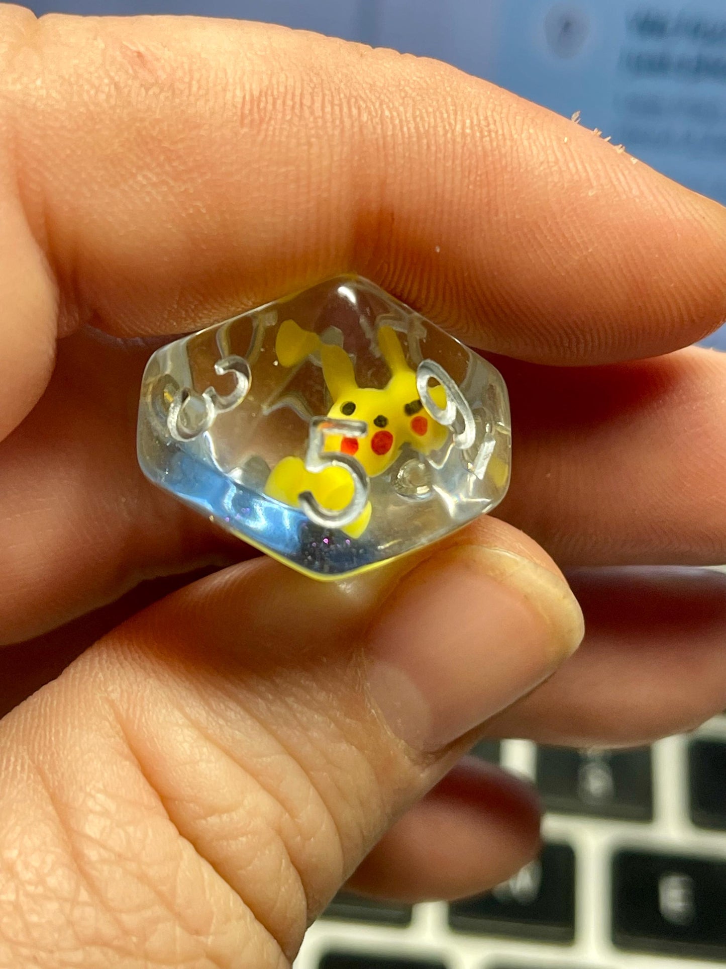 Pikachu Dice | D&D Dice | Pokemon | Dnd | 7pc | Dice Set | Resin Dice | Glitter |