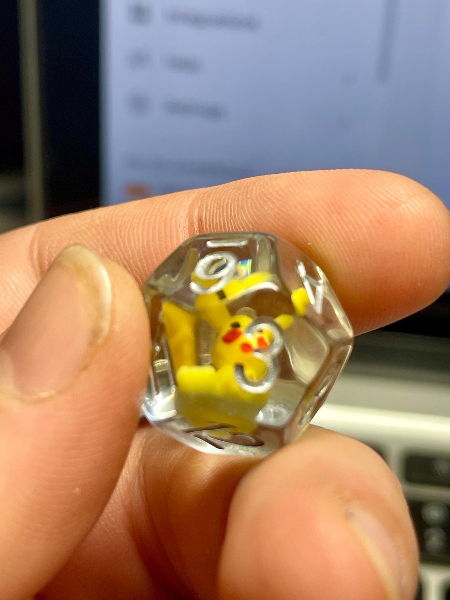 Pikachu Dice | D&D Dice | Pokemon | Dnd | 7pc | Dice Set | Resin Dice | Glitter |