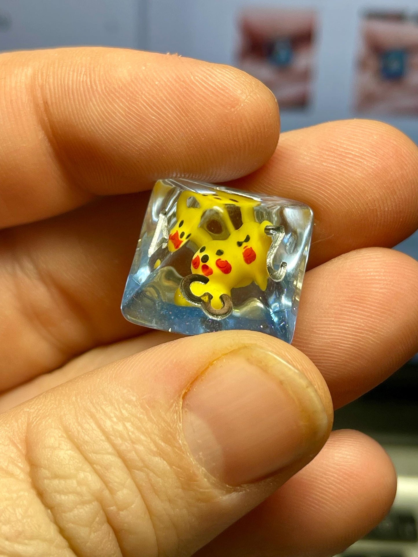 Pikachu Dice | D&D Dice | Pokemon | Dnd | 7pc | Dice Set | Resin Dice | Glitter |